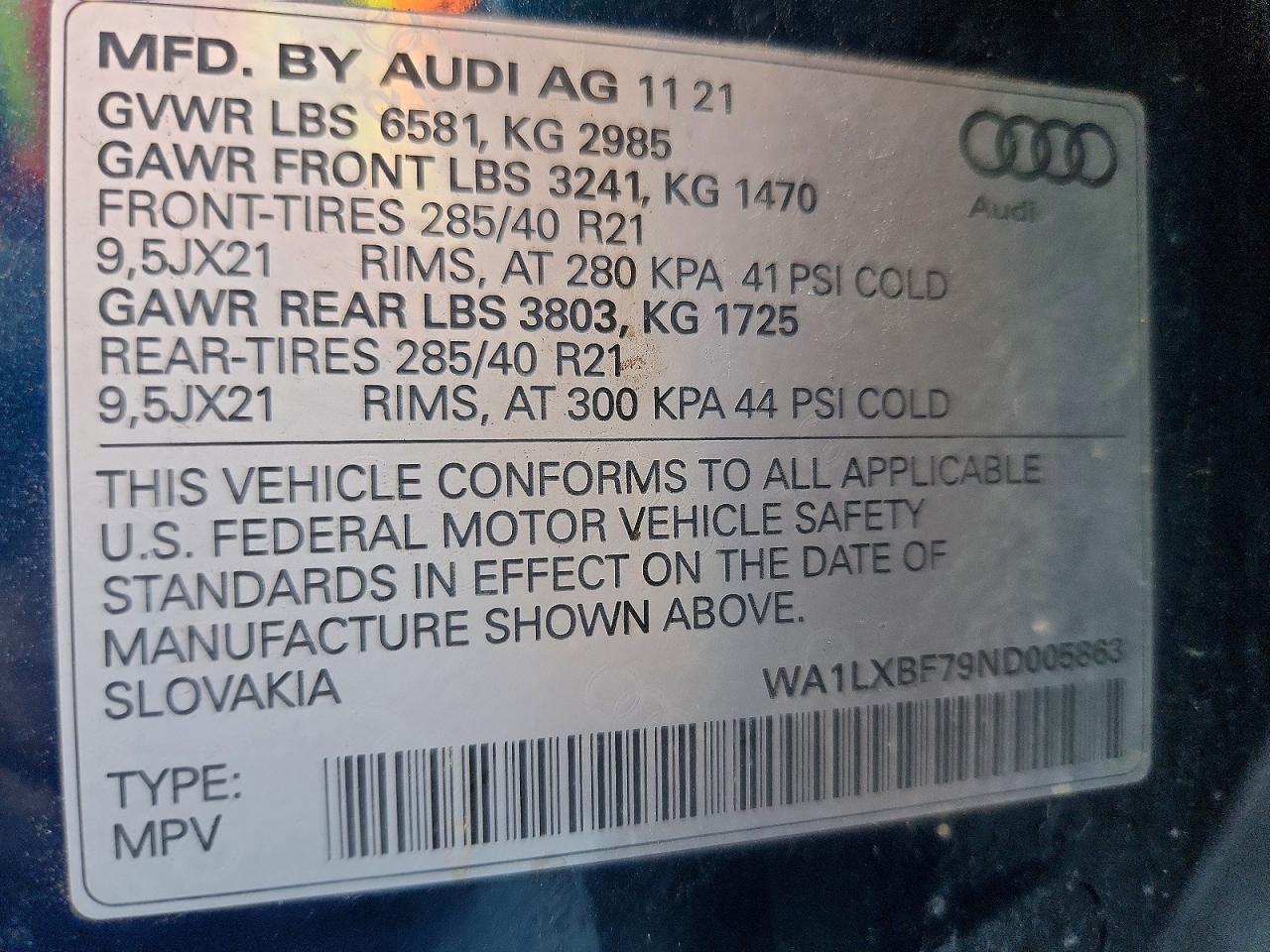 2022 Audi Q7 Premium Plus Teal vin: WA1LXBF79ND005863