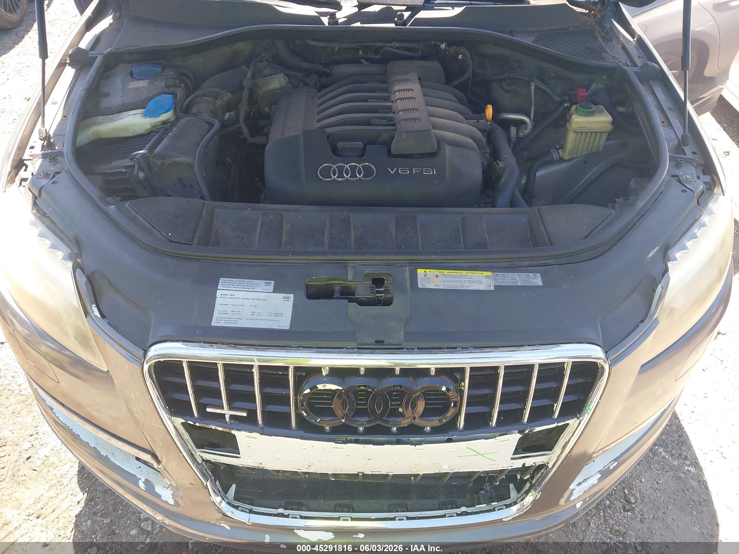 2010 Audi Q7 3.6 Premium Gray vin: WA1LYAFE3AD006488