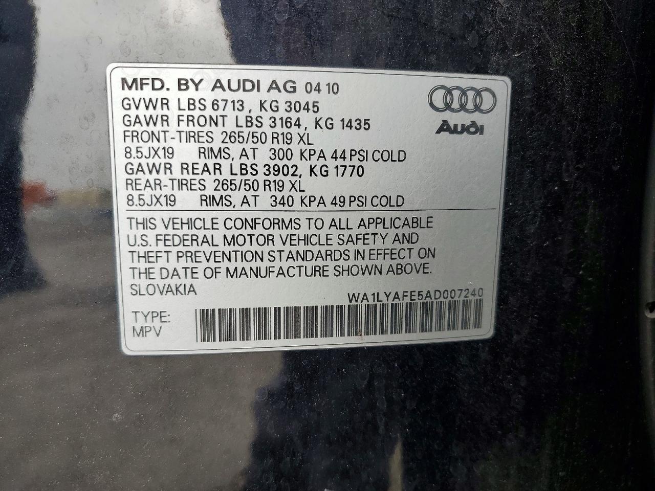 2010 Audi Q7 Premium Plus Черный vin: WA1LYAFE5AD007240