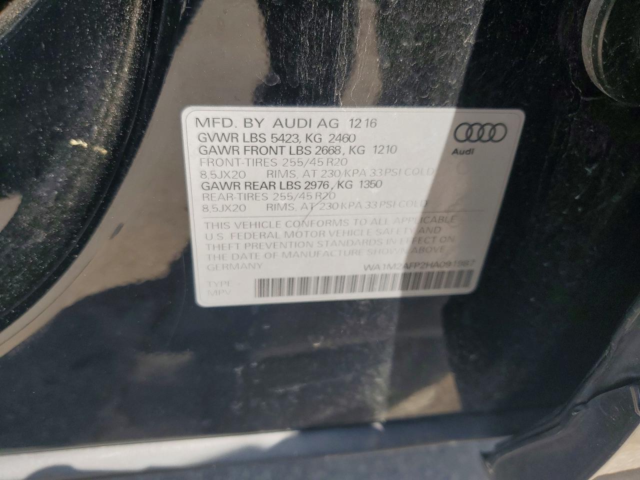 2017 Audi Q5 Premium Plus Черный vin: WA1M2AFP2HA091987