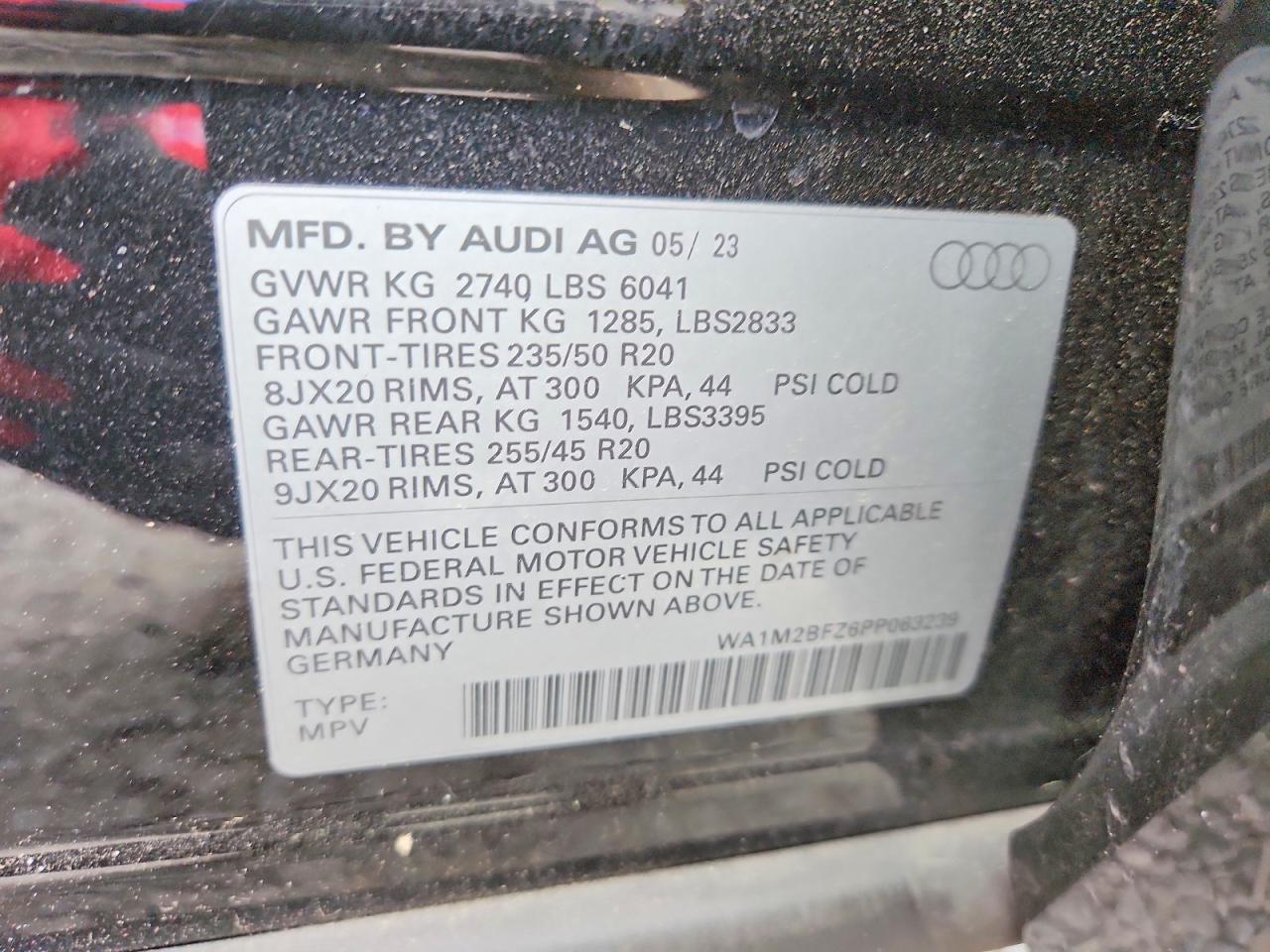 2023 Audi Q4 E-tron Prestige Black vin: WA1M2BFZ6PP063239