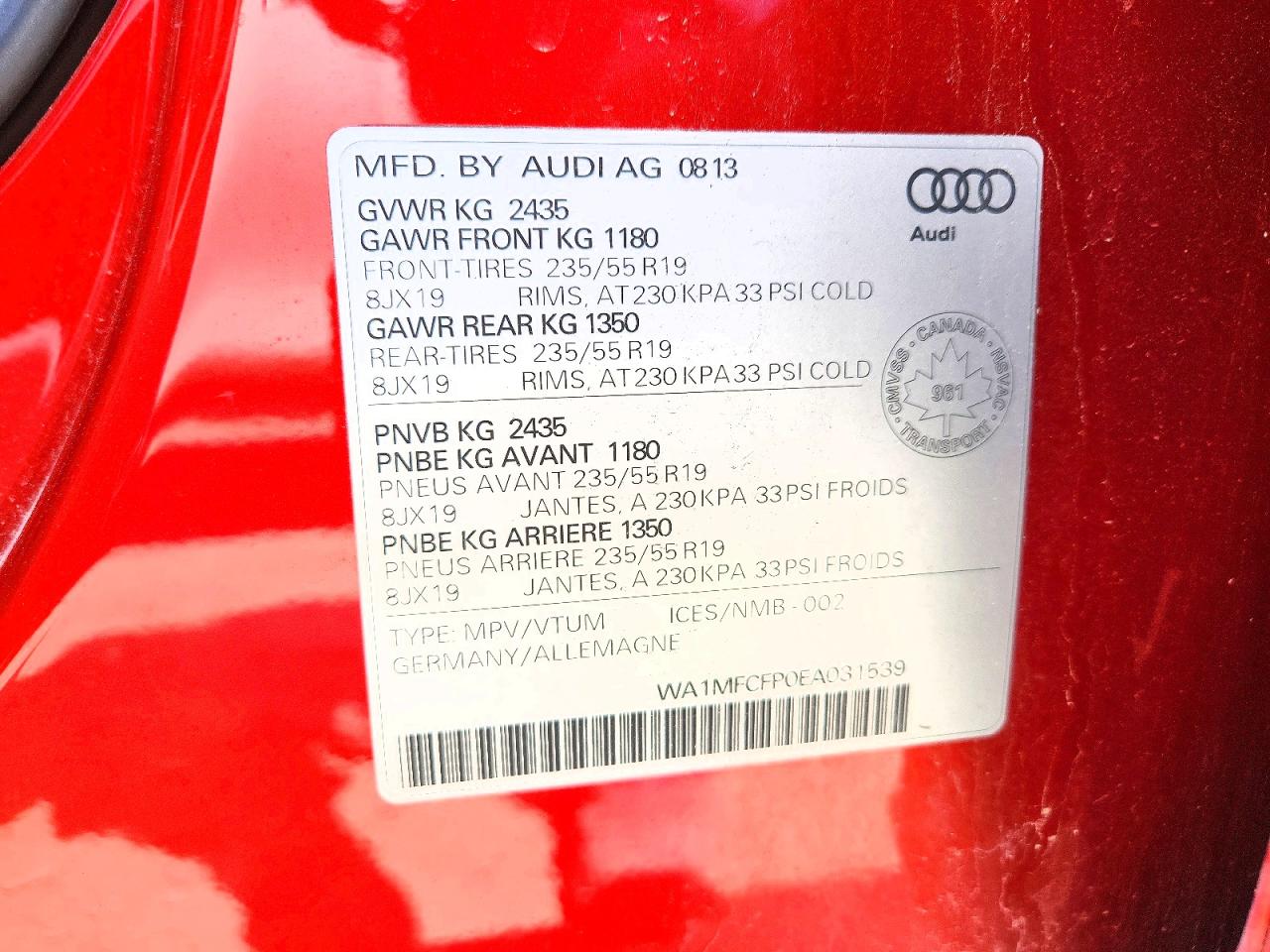 2014 Audi Q5 Progressiv Orange vin: WA1MFCFP0EA031539