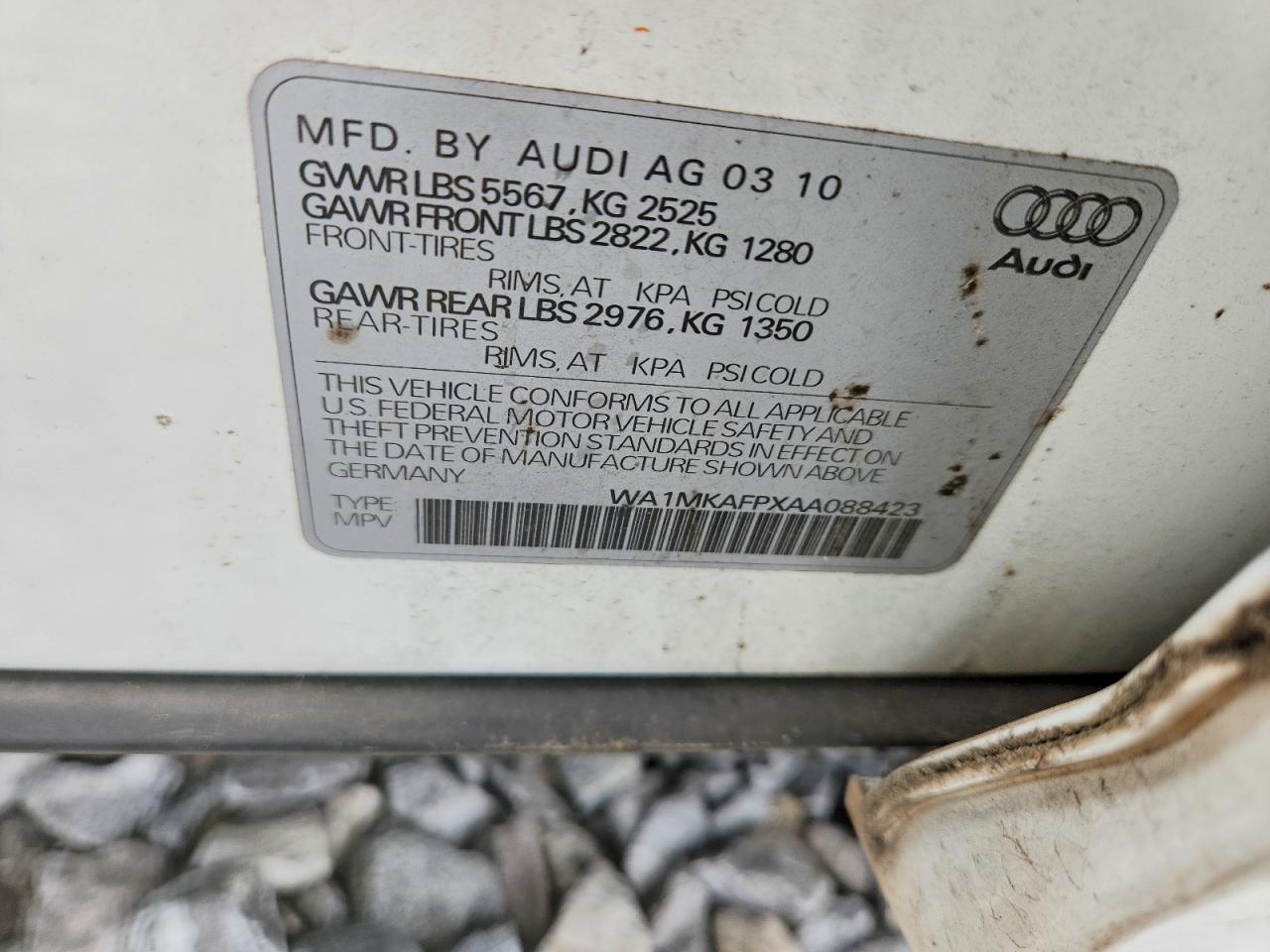 2010 Audi Q5 Premium Plus White vin: WA1MKAFPXAA088423