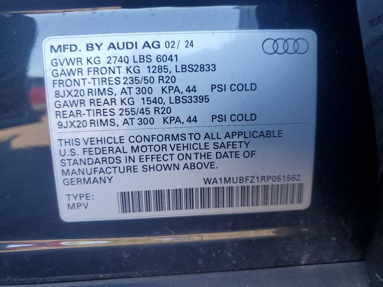2024 Audi Q4 E-tron Prestige Black vin: WA1MUBFZ1RP051562
