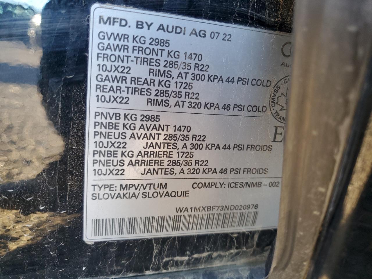 2022 Audi Q7 Progressiv Black vin: WA1MXBF73ND020976