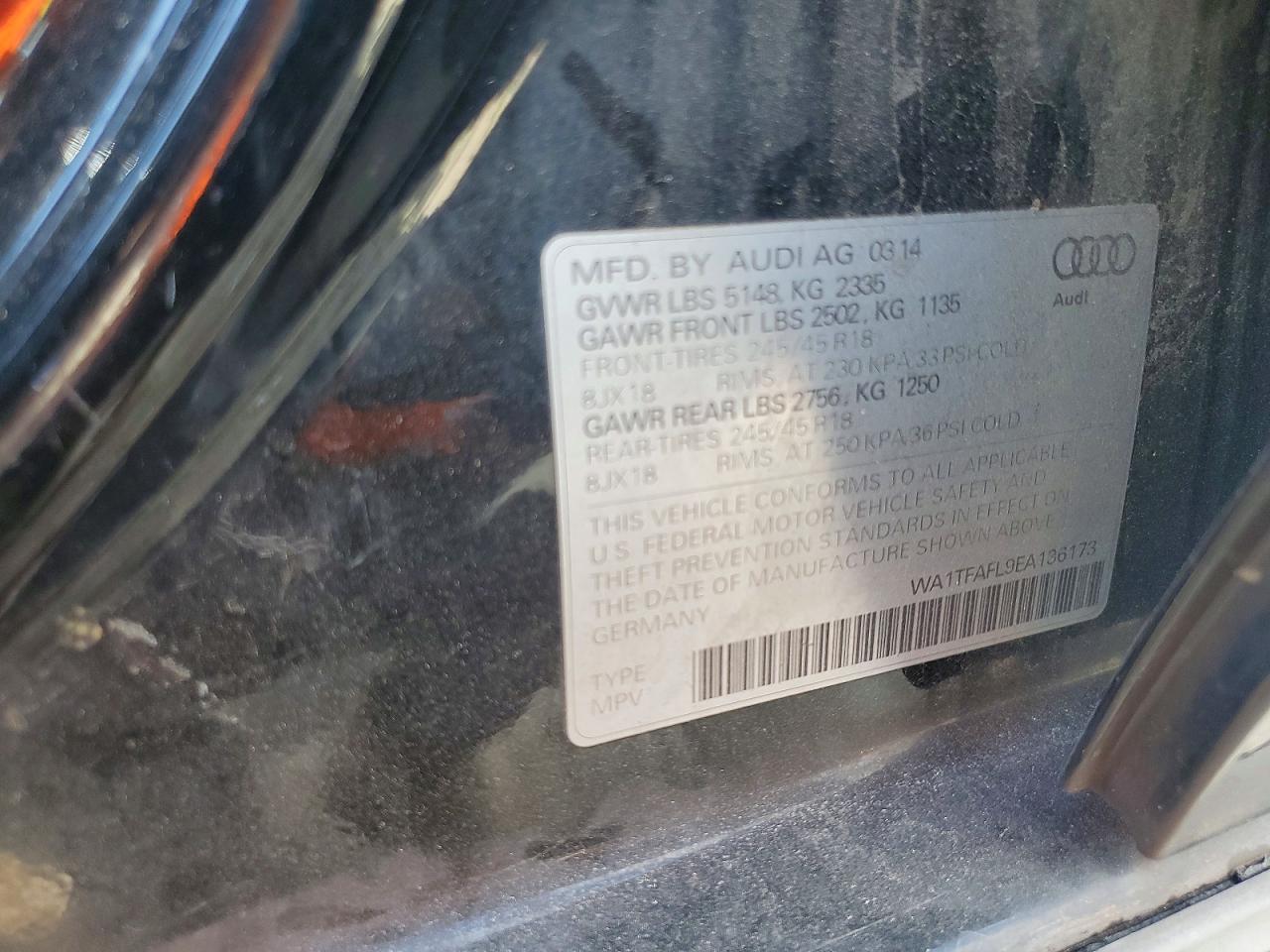2014 Audi A4 Allroad Premium Black vin: WA1TFAFL9EA136173