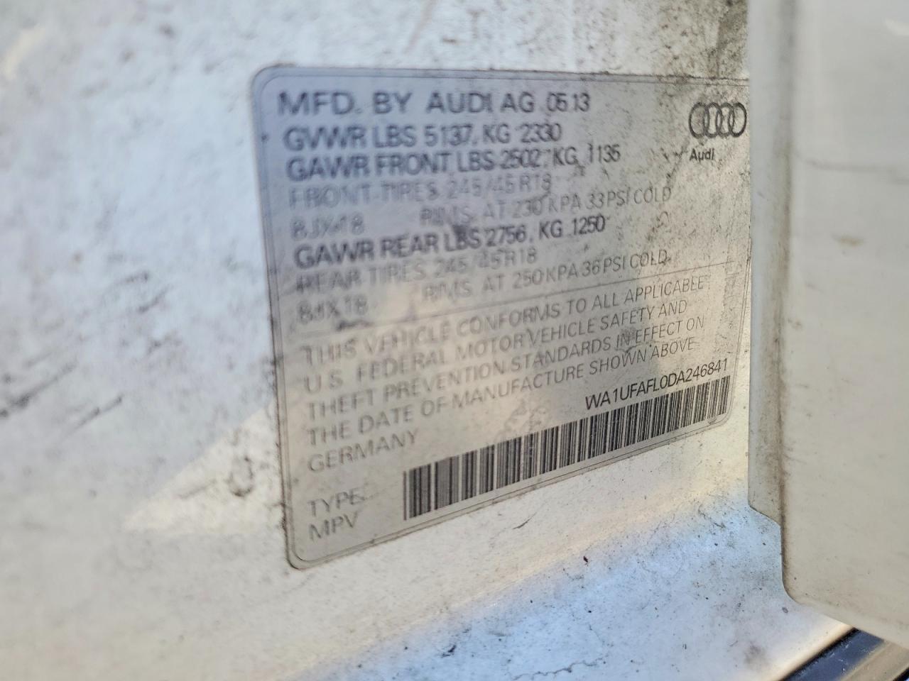 2013 Audi A4 Allroad Premium Plus White vin: WA1UFAFL0DA246841