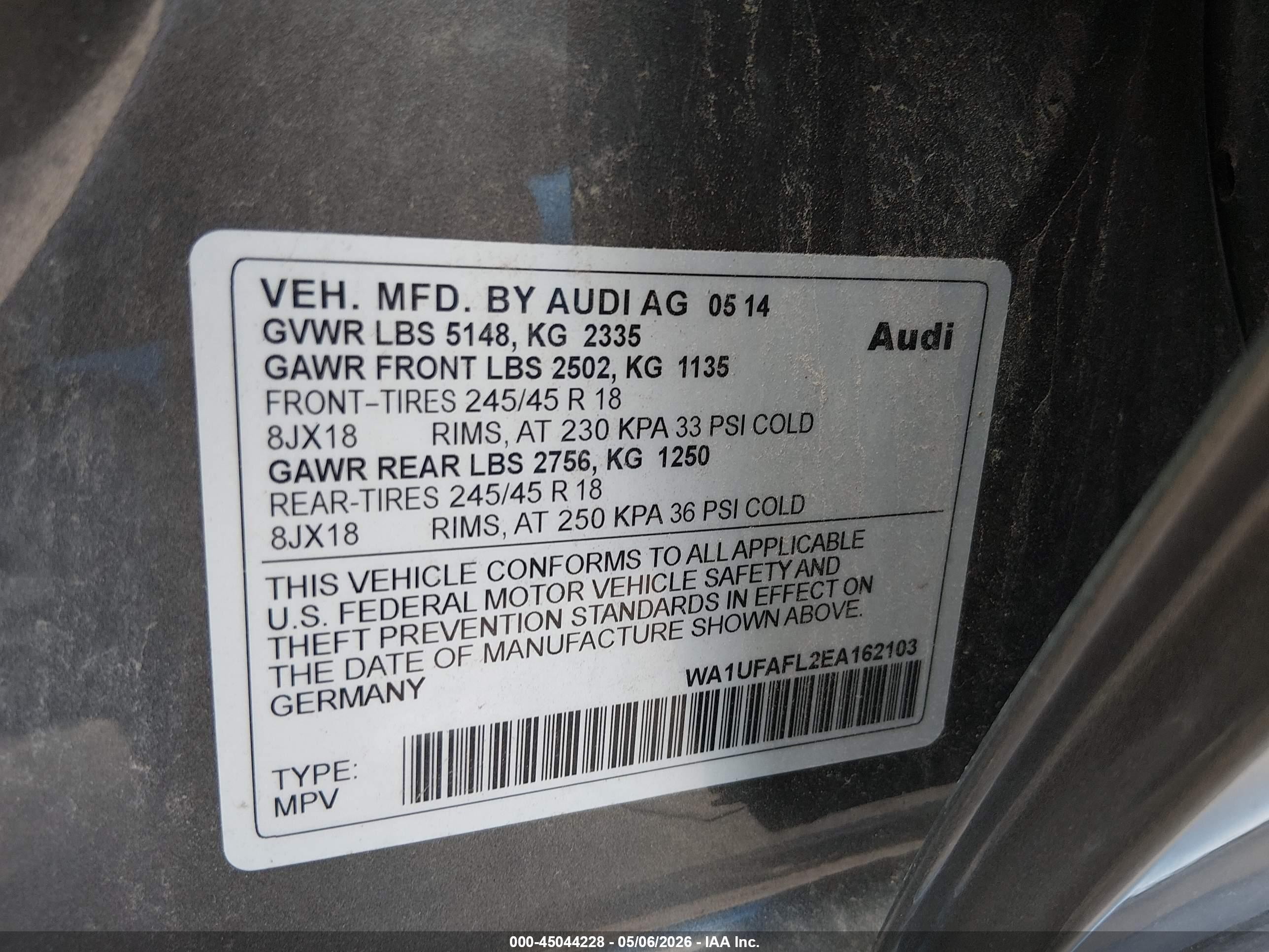 2014 Audi Allroad 2.0t Premium Бежевый vin: WA1UFAFL2EA162103
