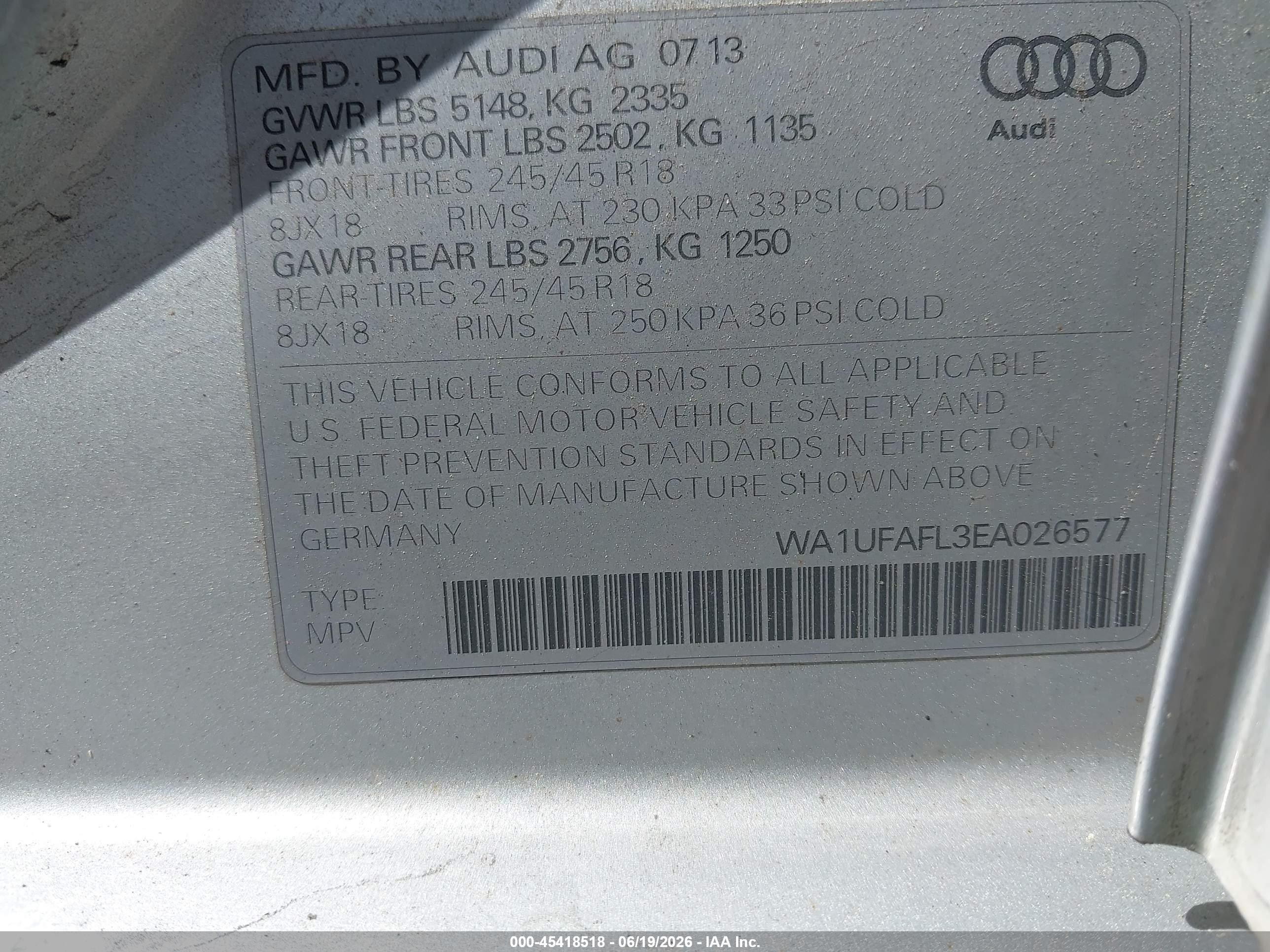 2014 Audi Allroad 2.0t Premium Серебряный vin: WA1UFAFL3EA026577