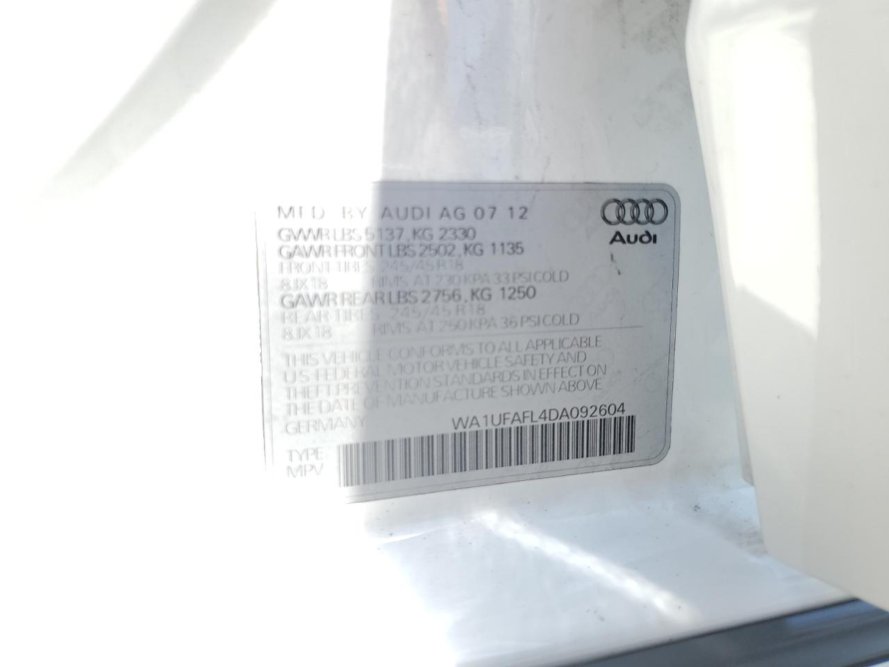 2013 Audi A4 Allroad Premium Plus White vin: WA1UFAFL4DA092604