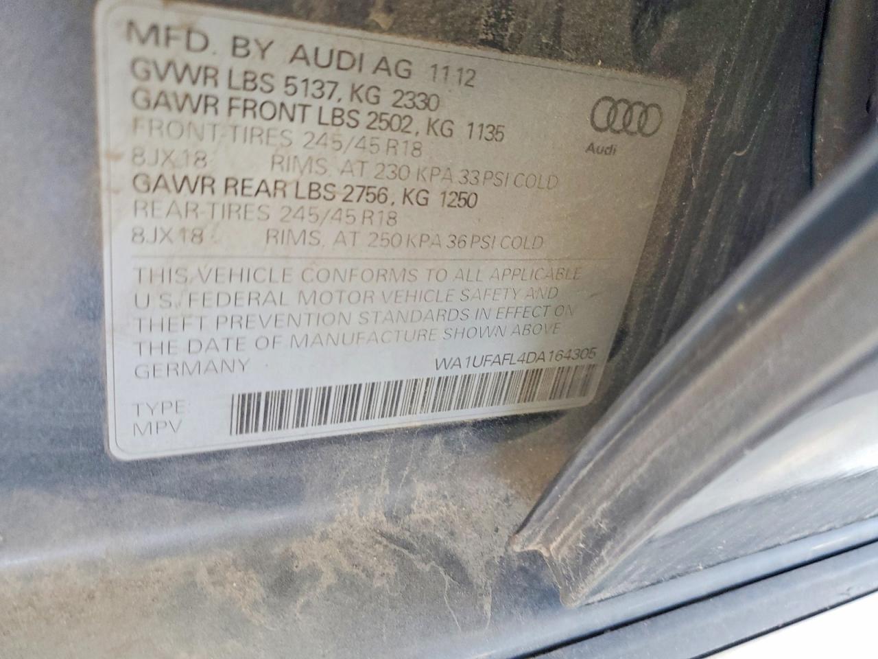 2013 Audi A4 Allroad Premium Plus Gray vin: WA1UFAFL4DA164305