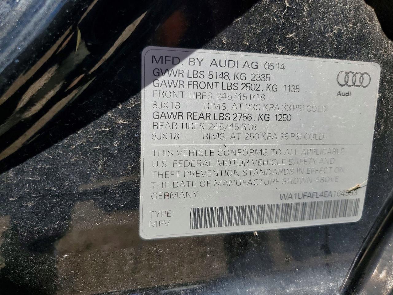 2014 Audi A4 Allroad Premium Plus Black vin: WA1UFAFL4EA164953