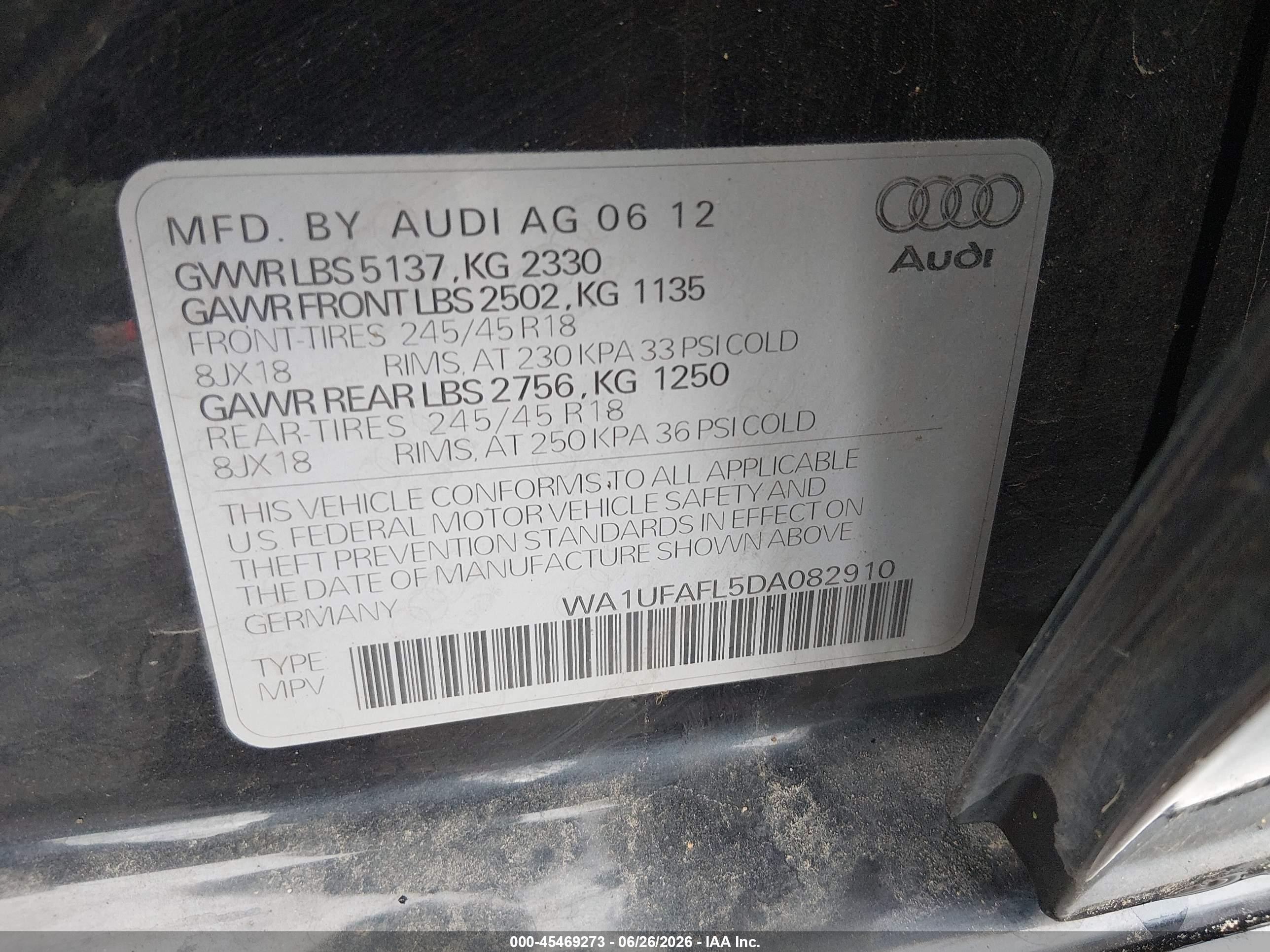 2013 Audi Allroad 2.0t Premium Plus Dark Blue vin: WA1UFAFL5DA082910