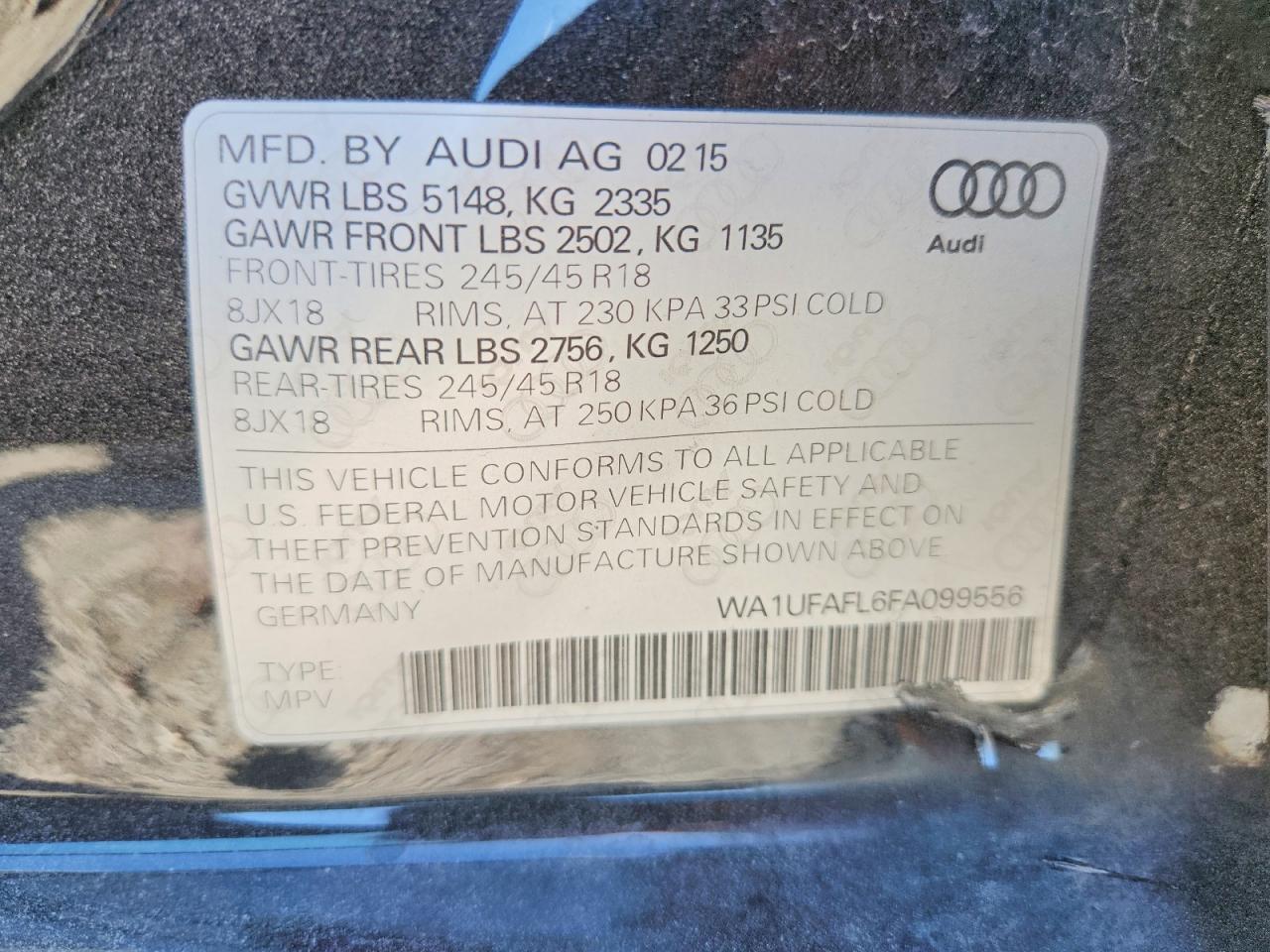 2015 Audi A4 Allroad Premium Plus Black vin: WA1UFAFL6FA099556