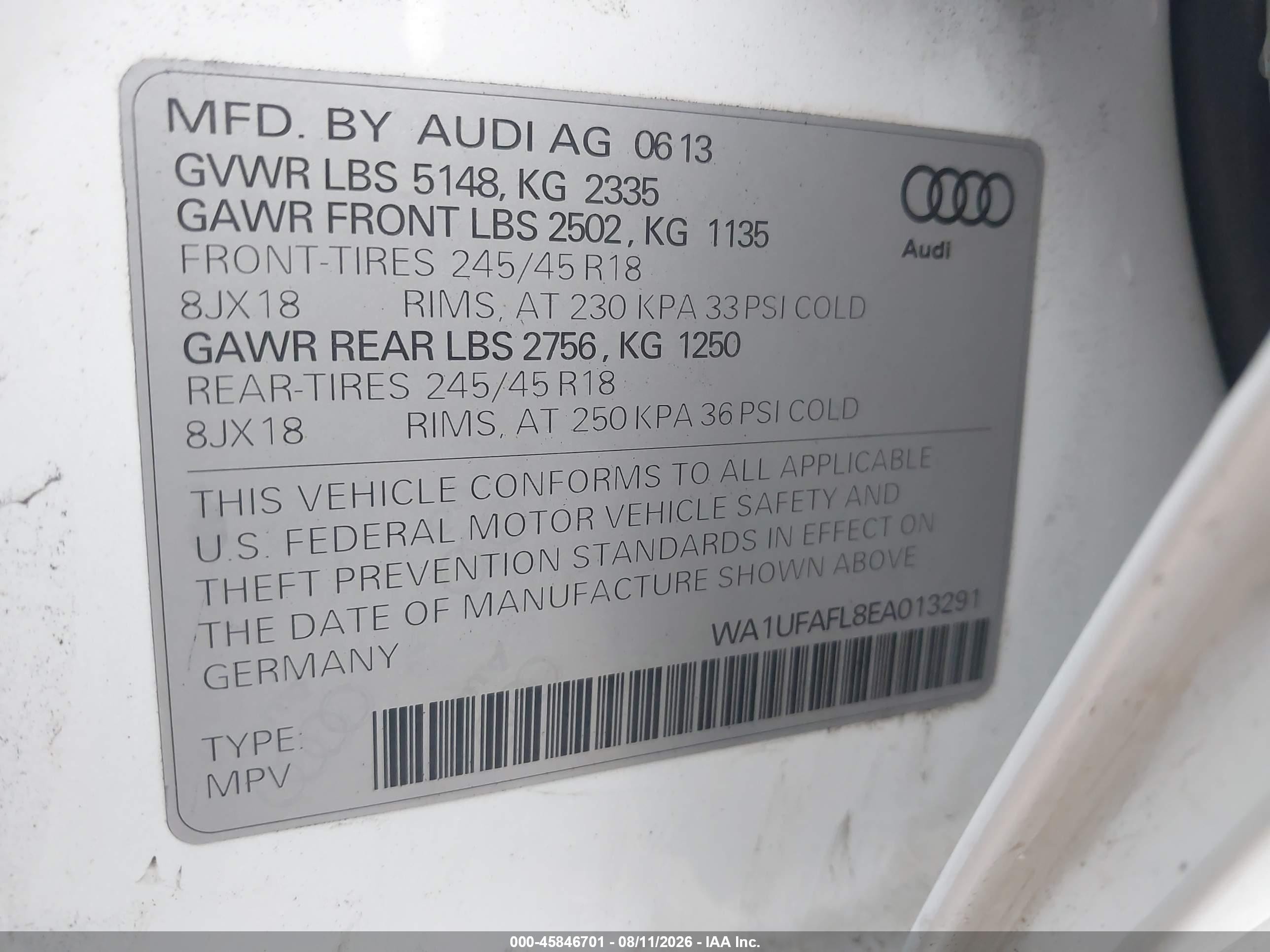 2014 Audi Allroad 2.0t Premium White vin: WA1UFAFL8EA013291