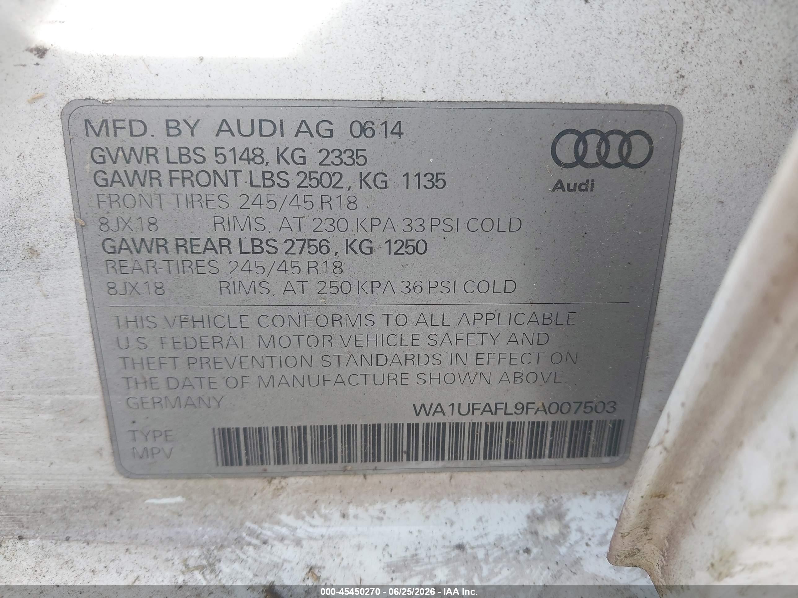 2015 Audi Allroad 2.0t Premium White vin: WA1UFAFL9FA007503