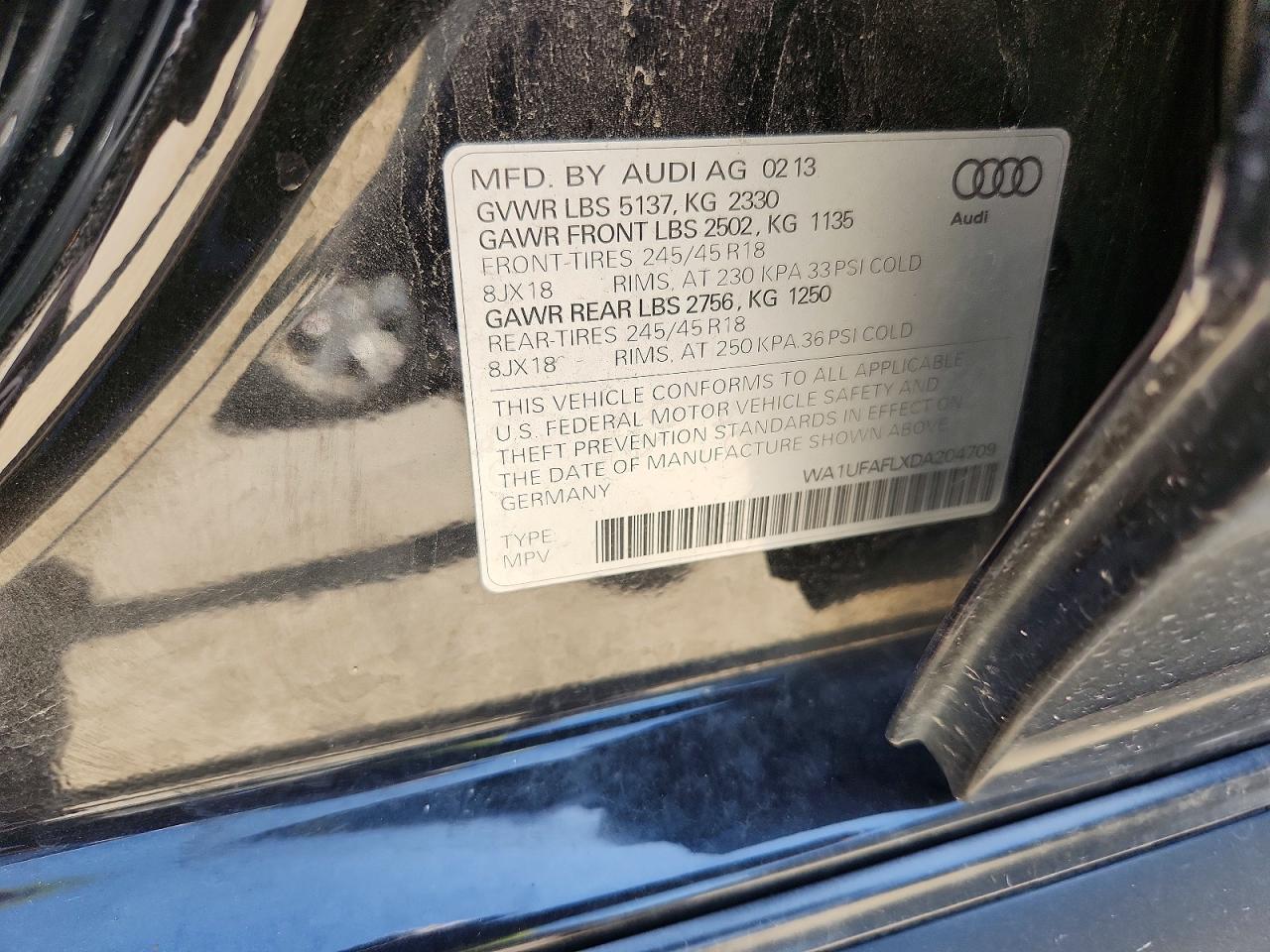 2013 Audi A4 Allroad Premium Plus Black vin: WA1UFAFLXDA204709