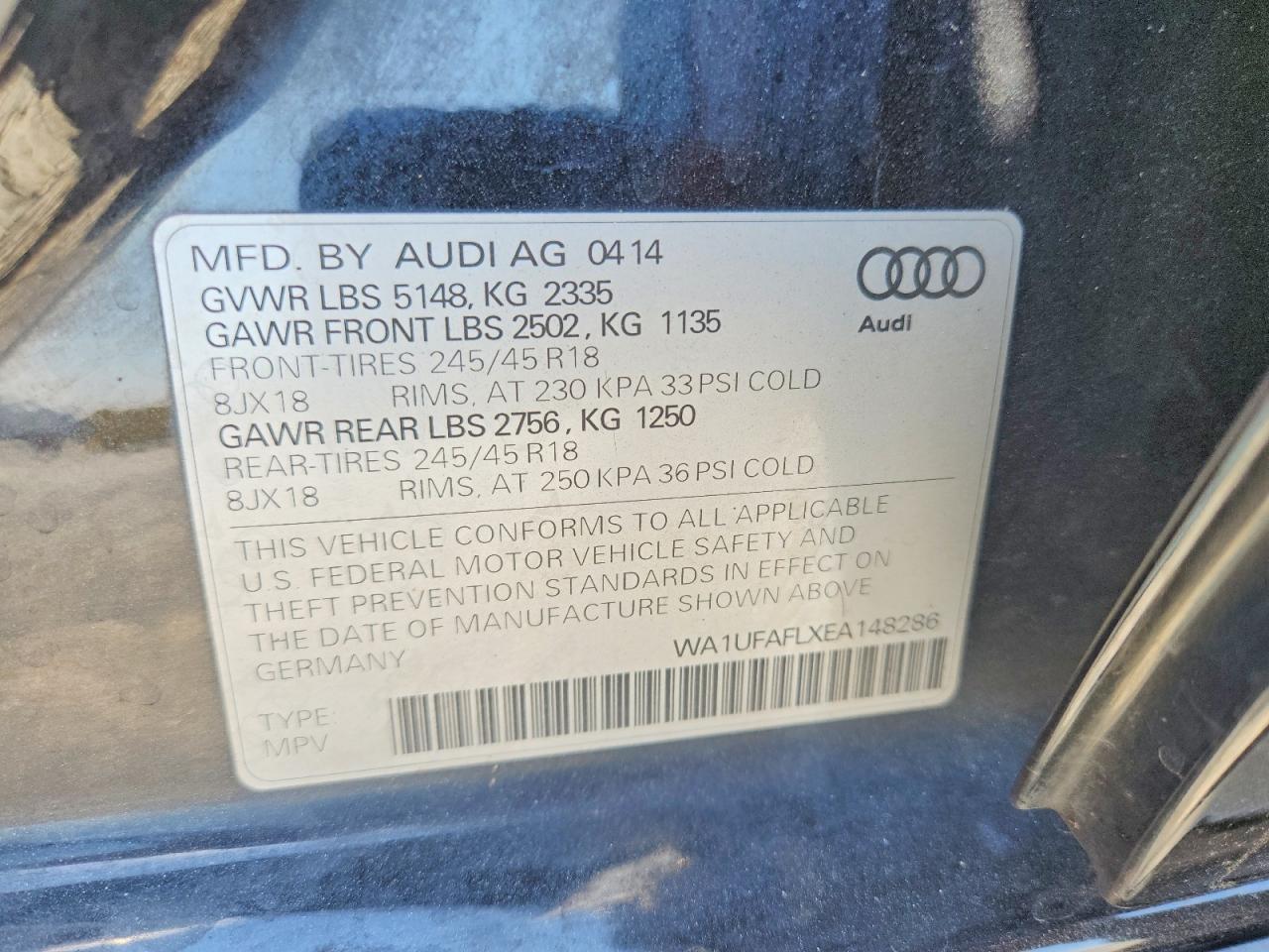 2014 Audi A4 Allroad Premium Plus Black vin: WA1UFAFLXEA148286