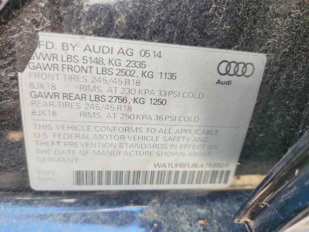 2014 Audi A4 Allroad Premium Plus Черный vin: WA1UFBFL8EA158501