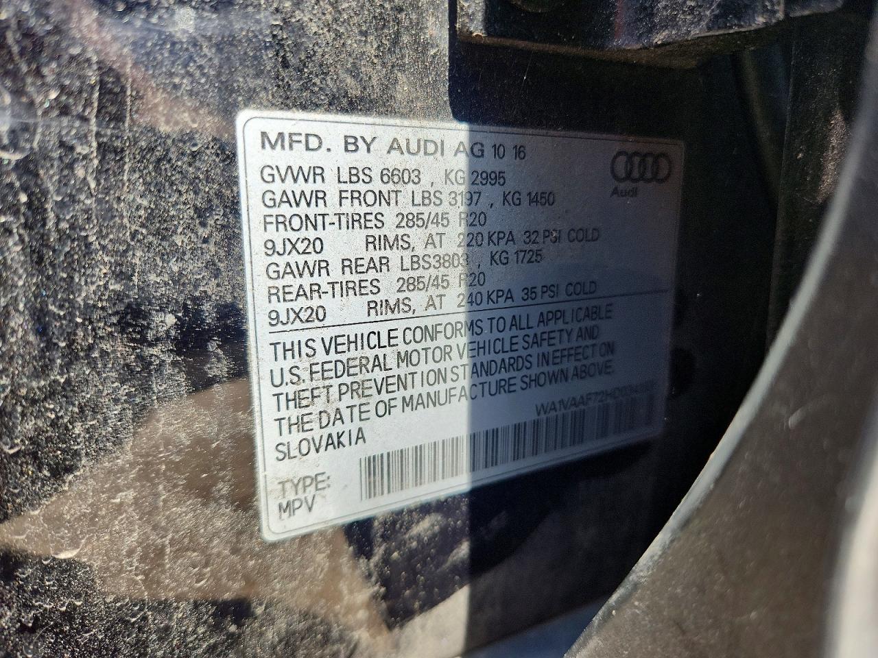 2017 Audi Q7 Prestige Black vin: WA1VAAF72HD034193