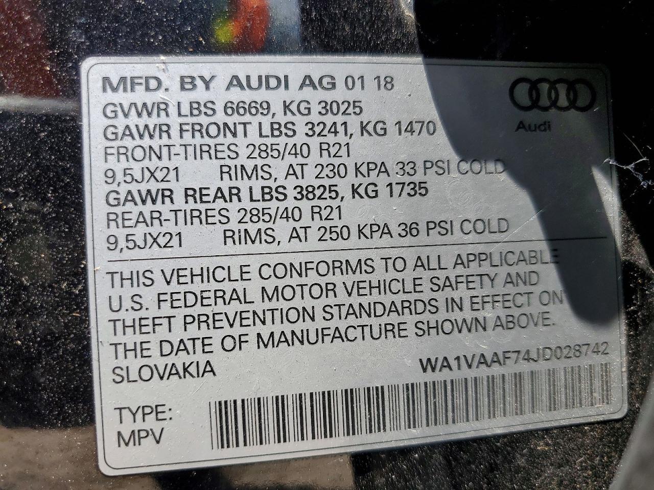 2018 Audi Q7 Prestige Black vin: WA1VAAF74JD028742