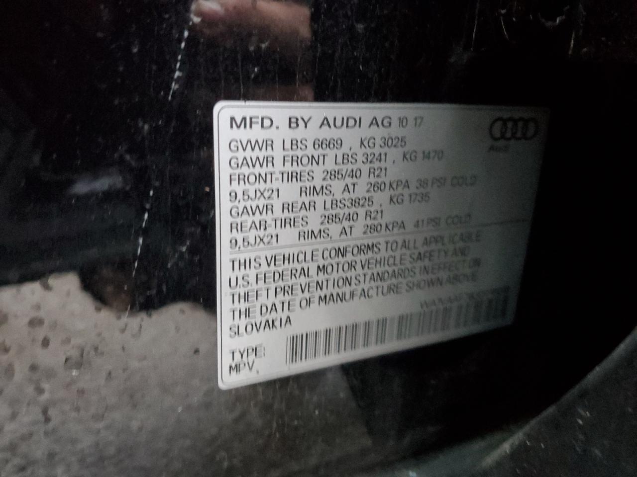 2018 Audi Q7 Prestige Charcoal vin: WA1VAAF76JD018018