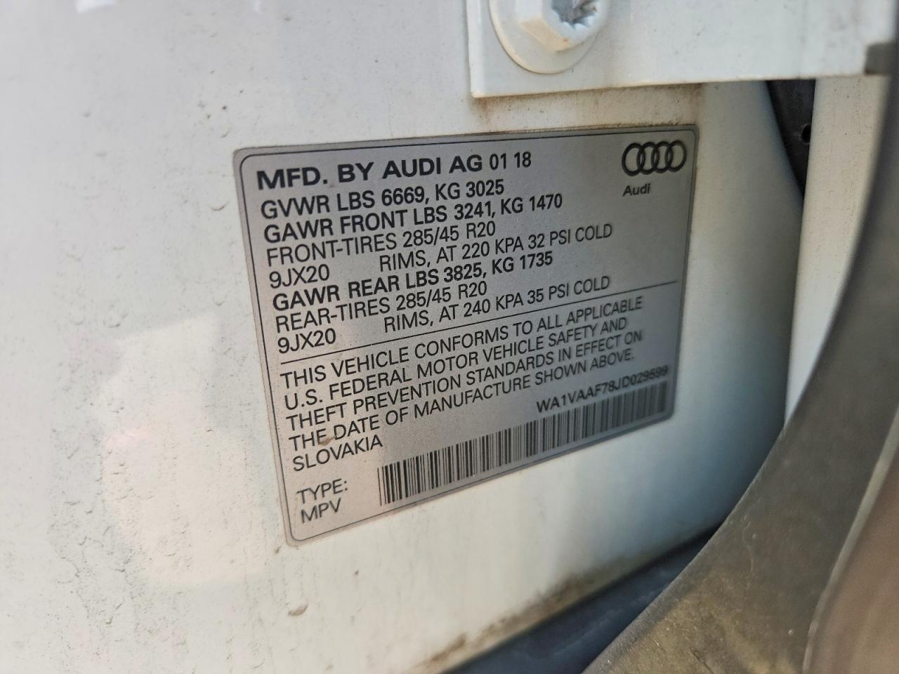 2018 Audi Q7 Prestige Белый vin: WA1VAAF78JD029599