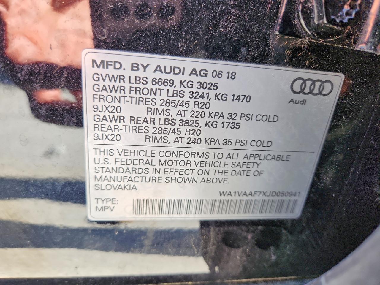 2018 Audi Q7 Prestige Black vin: WA1VAAF7XJD050941