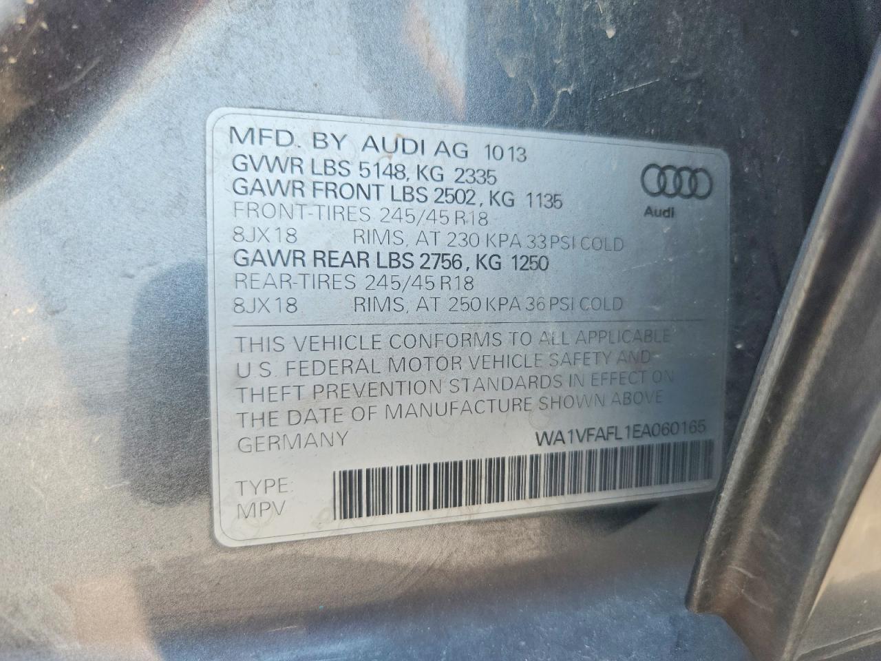 2014 Audi A4 Allroad Prestige Gray vin: WA1VFAFL1EA060165