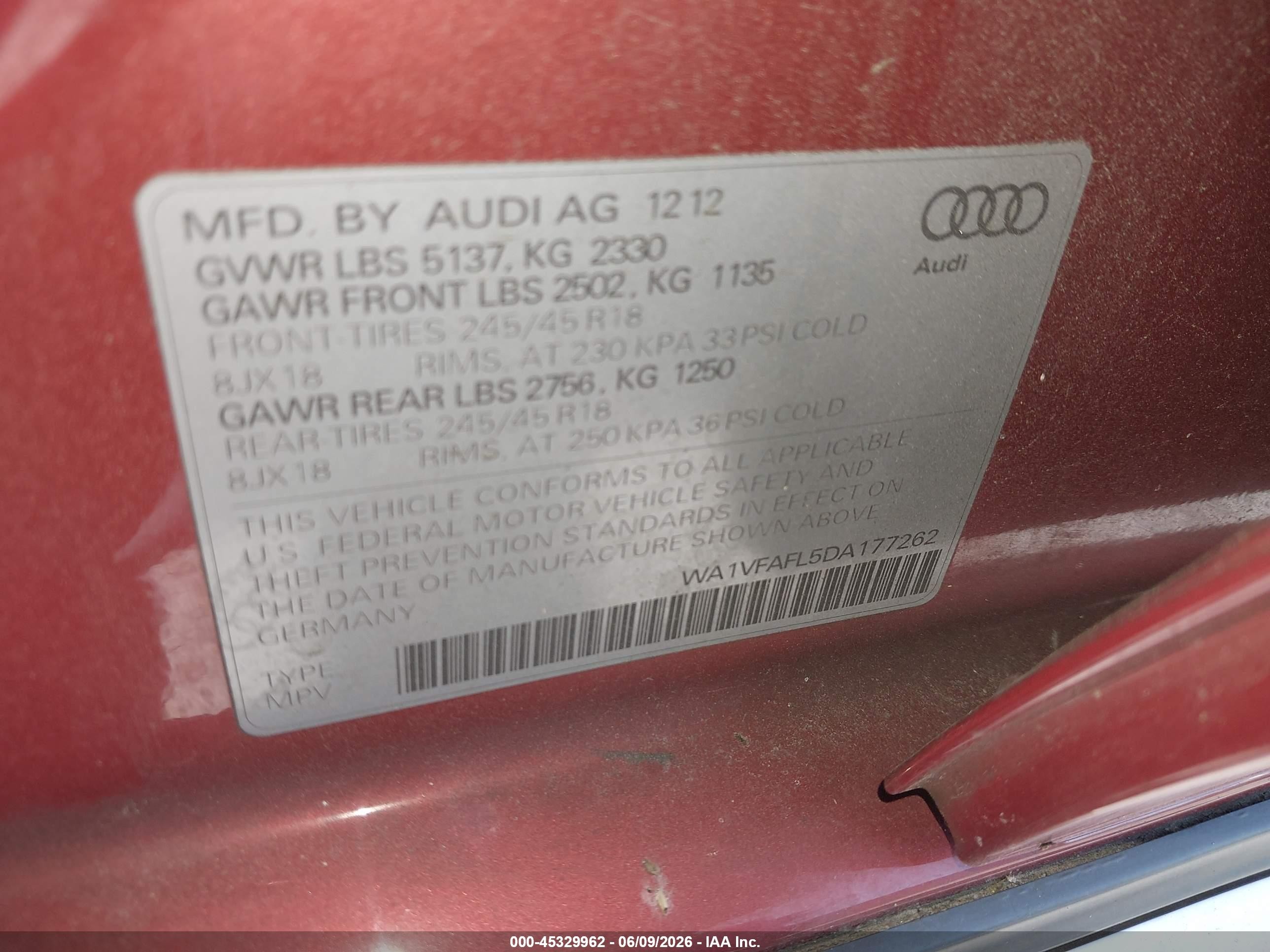2013 Audi Allroad 2.0t Premium Orange vin: WA1VFAFL5DA177262