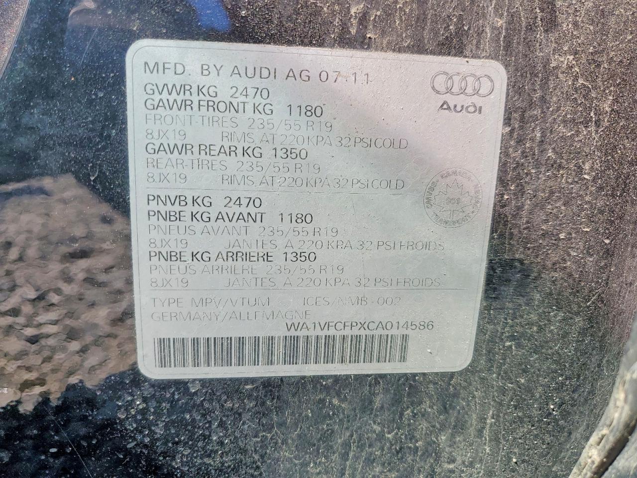 2012 Audi Q5 Premium Plus Black vin: WA1VFCFPXCA014586