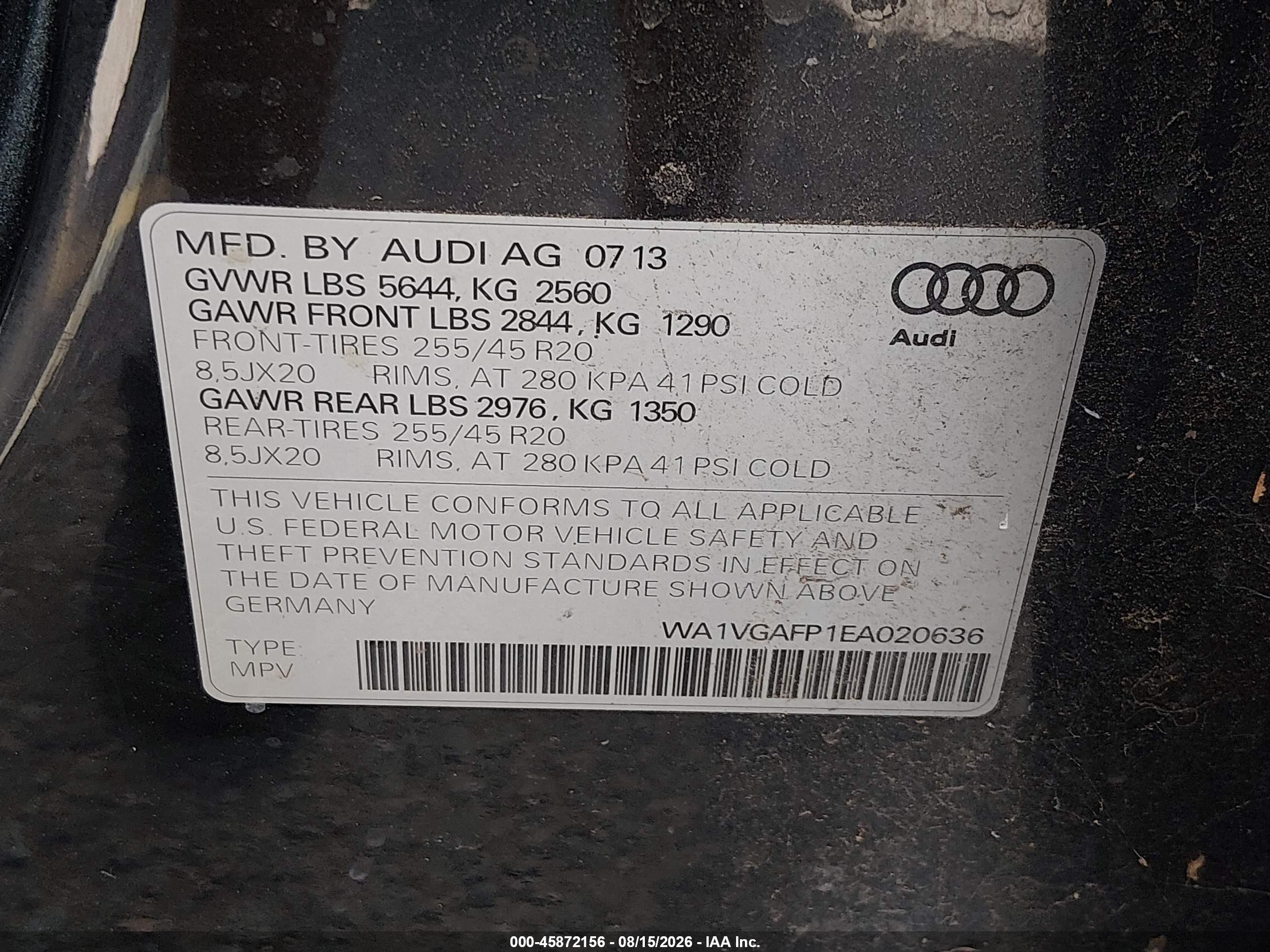 2014 Audi Sq5 3.0t Premium Plus Black vin: WA1VGAFP1EA020636