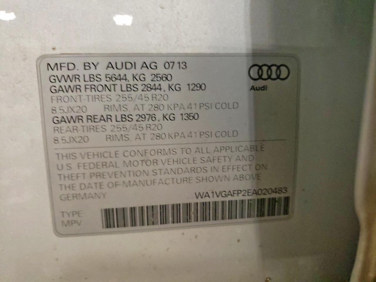 2014 Audi Sq5 Prestige Silver vin: WA1VGAFP2EA020483