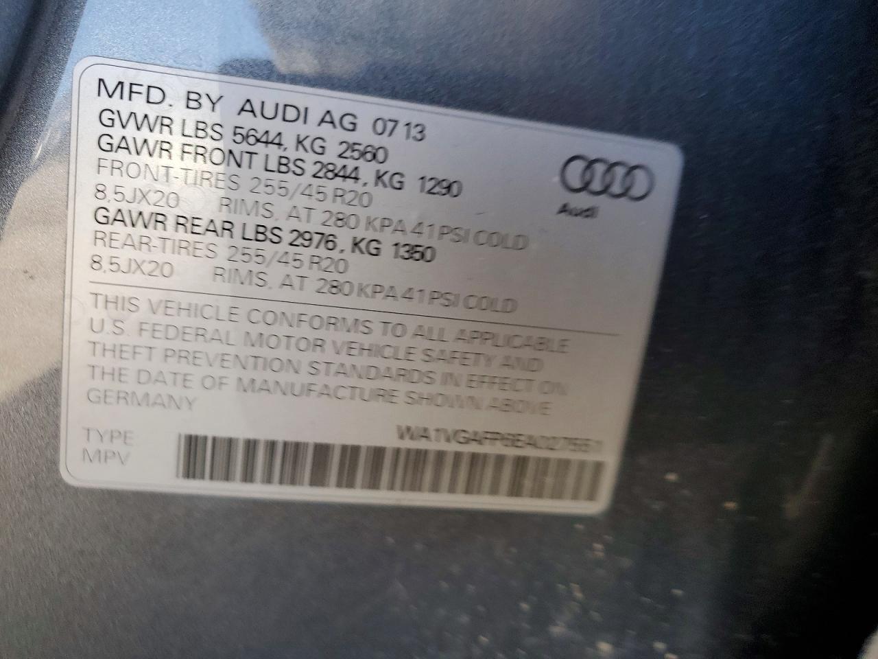 2014 Audi Sq5 Prestige Gray vin: WA1VGAFP6EA027551