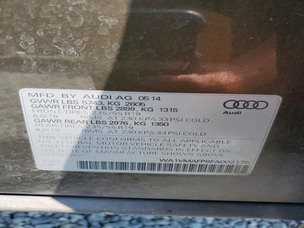 2015 Audi Q5 Tdi Prestige Brown vin: WA1VMAFP8FA002175
