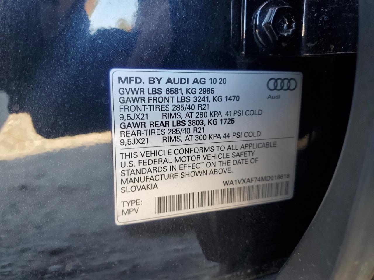 2021 Audi Q7 Prestige Черный vin: WA1VXAF74MD018618