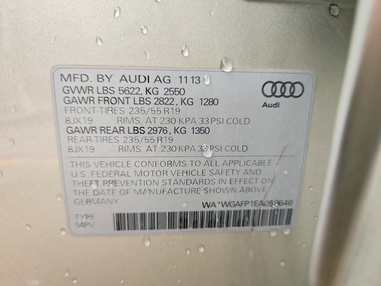 2014 Audi Q5 Prestige Silver vin: WA1WGAFP1EA058646