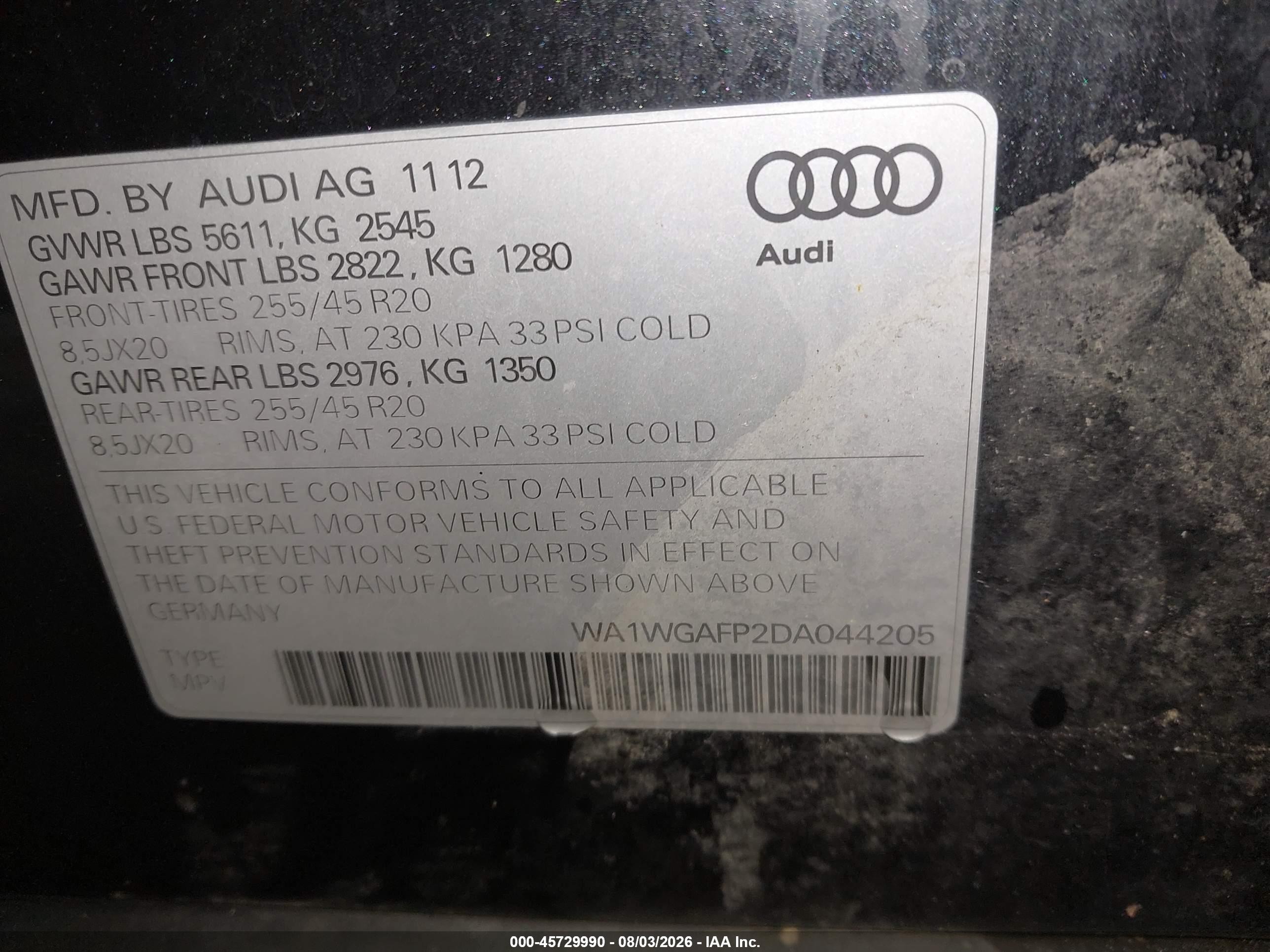 2013 Audi Q5 3.0t Premium Plus Black vin: WA1WGAFP2DA044205