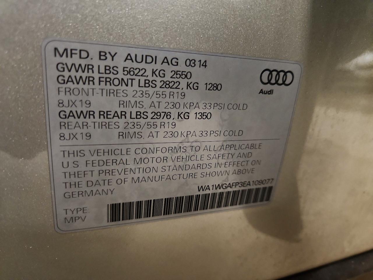 2014 Audi Q5 Prestige Silver vin: WA1WGAFP3EA109077
