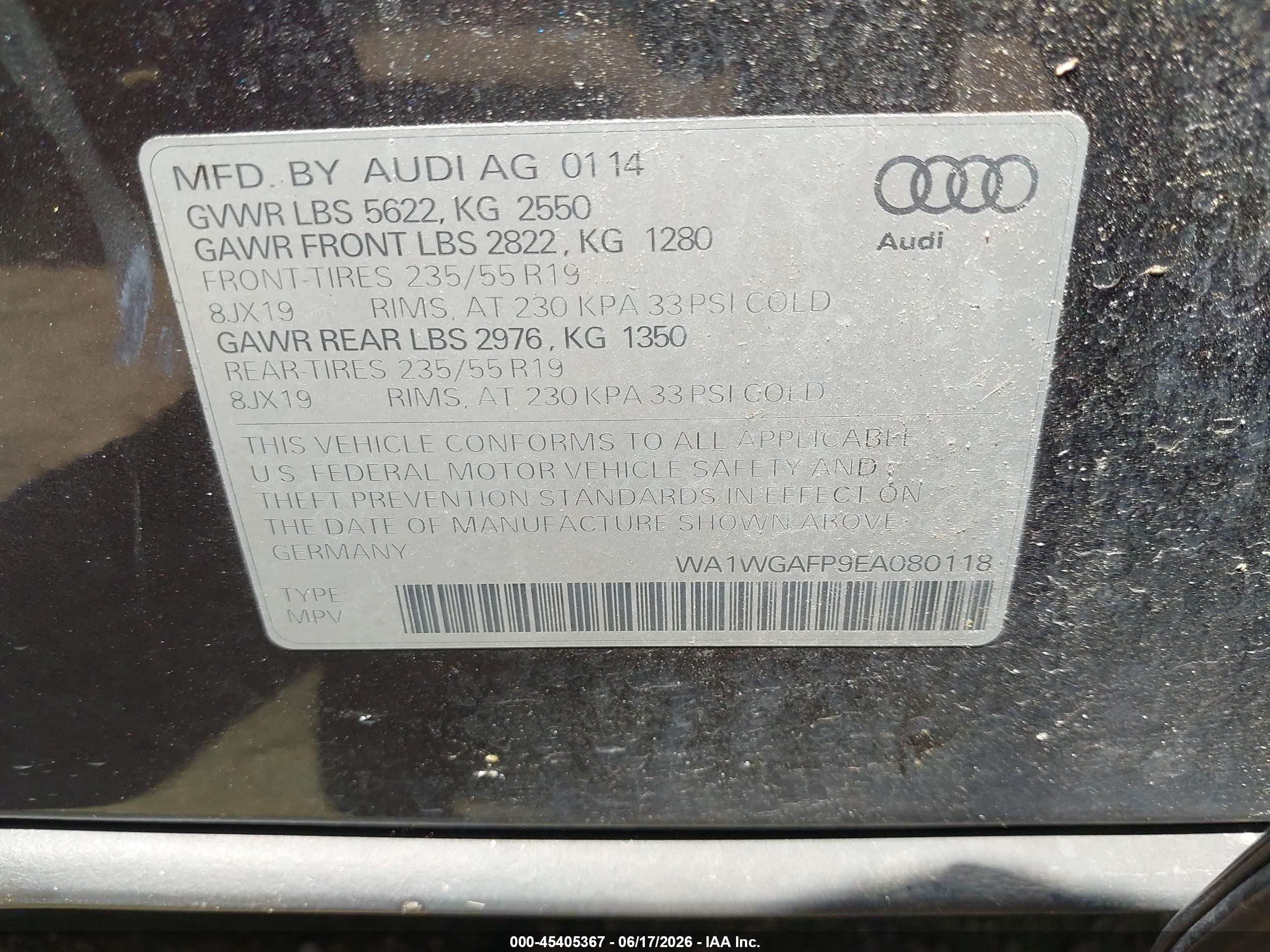 2014 Audi Q5 3.0t Premium Plus Серый vin: WA1WGAFP9EA080118