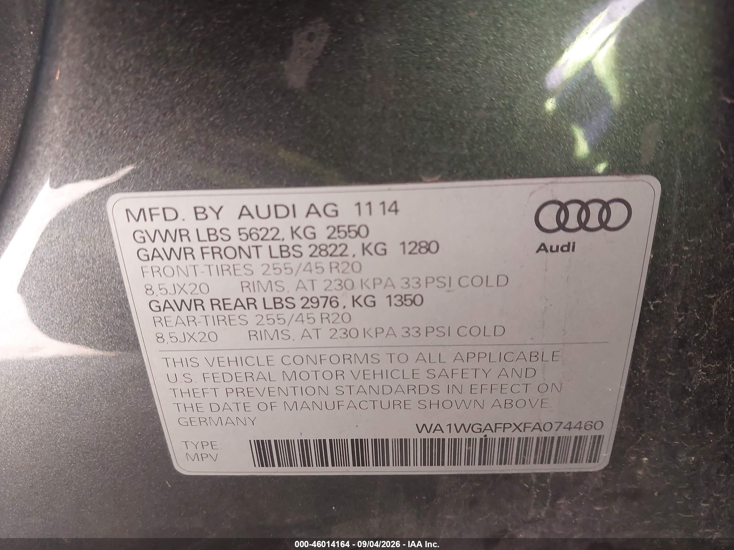 2015 Audi Q5 3.0t Premium Plus Gray vin: WA1WGAFPXFA074460