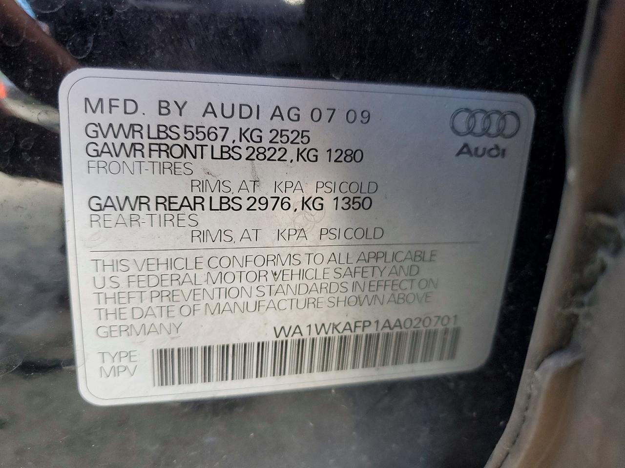 2010 Audi Q5 Prestige Black vin: WA1WKAFP1AA020701