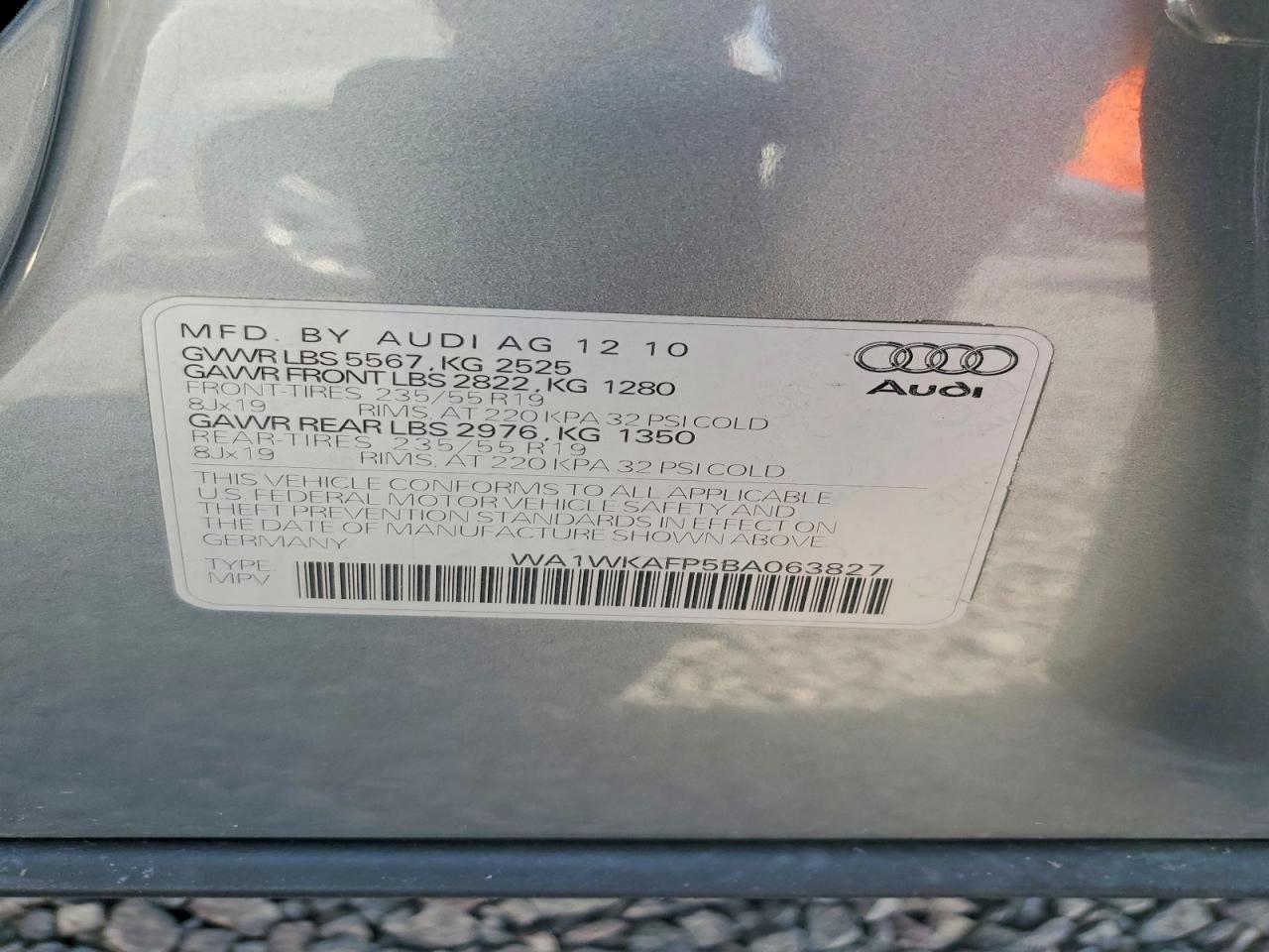 2011 Audi Q5 Prestige Gray vin: WA1WKAFP5BA063827