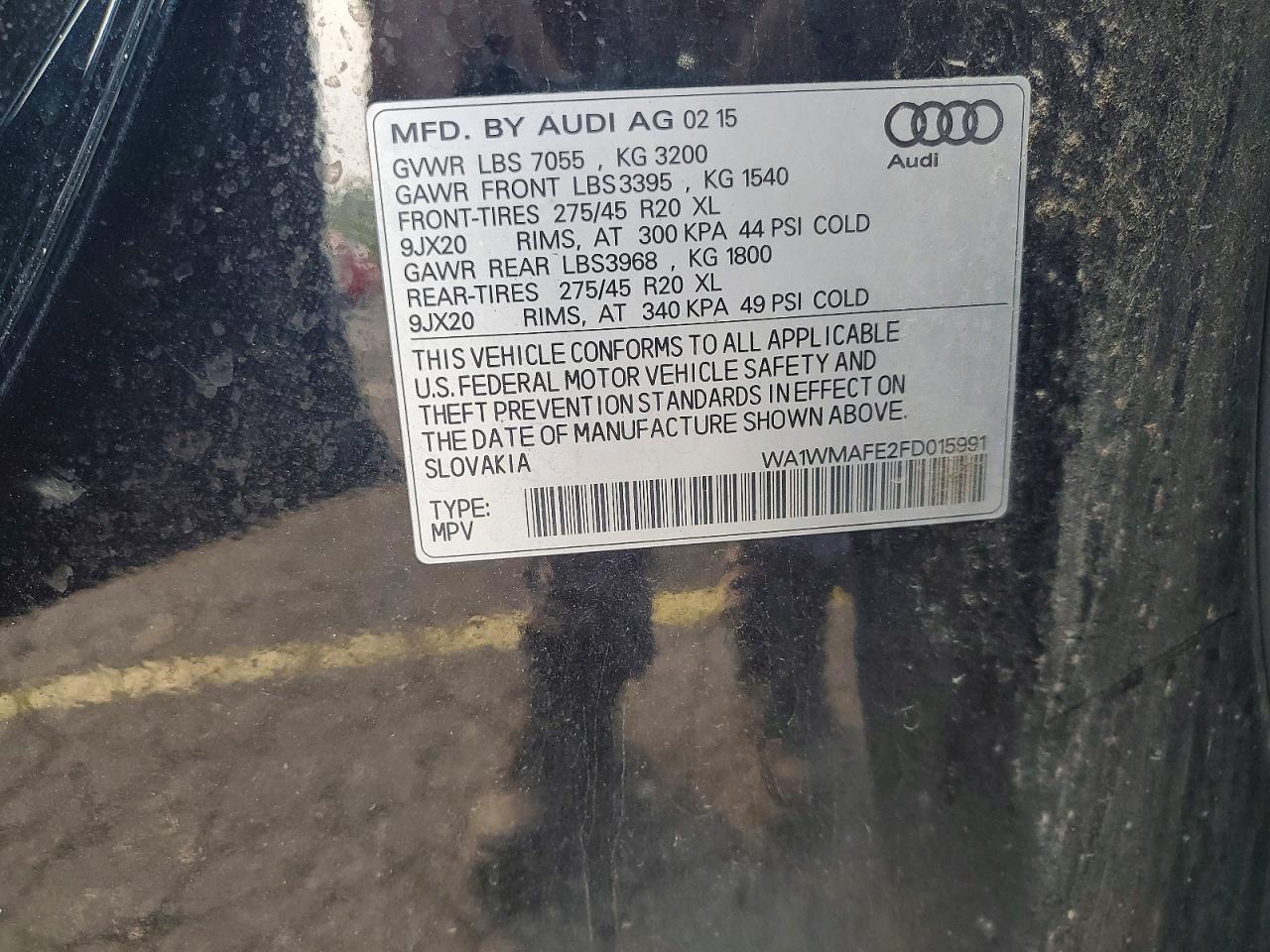 2015 Audi Q7 Tdi Prestige Black vin: WA1WMAFE2FD015991