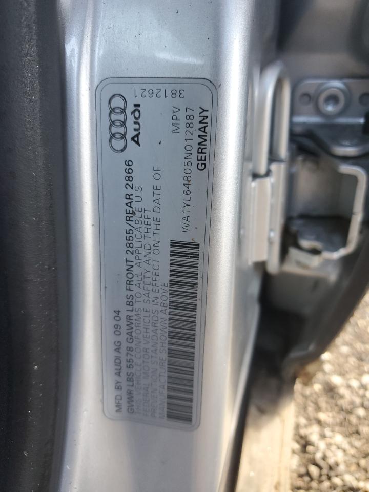 2005 Audi Allroad 4.2 Silver vin: WA1YL64B05N012887