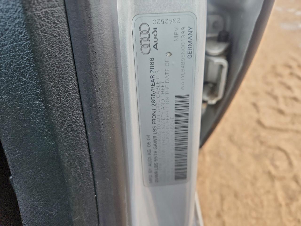 2005 Audi Allroad 4.2 Silver vin: WA1YL64B95N001399