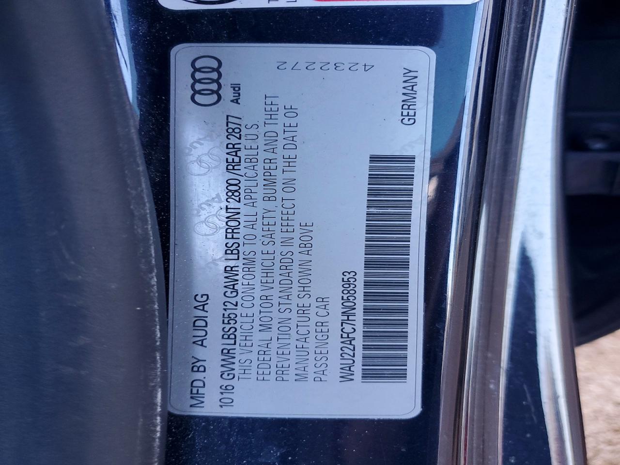 2017 Audi A7 Prestige Black vin: WAU22AFC7HN058953