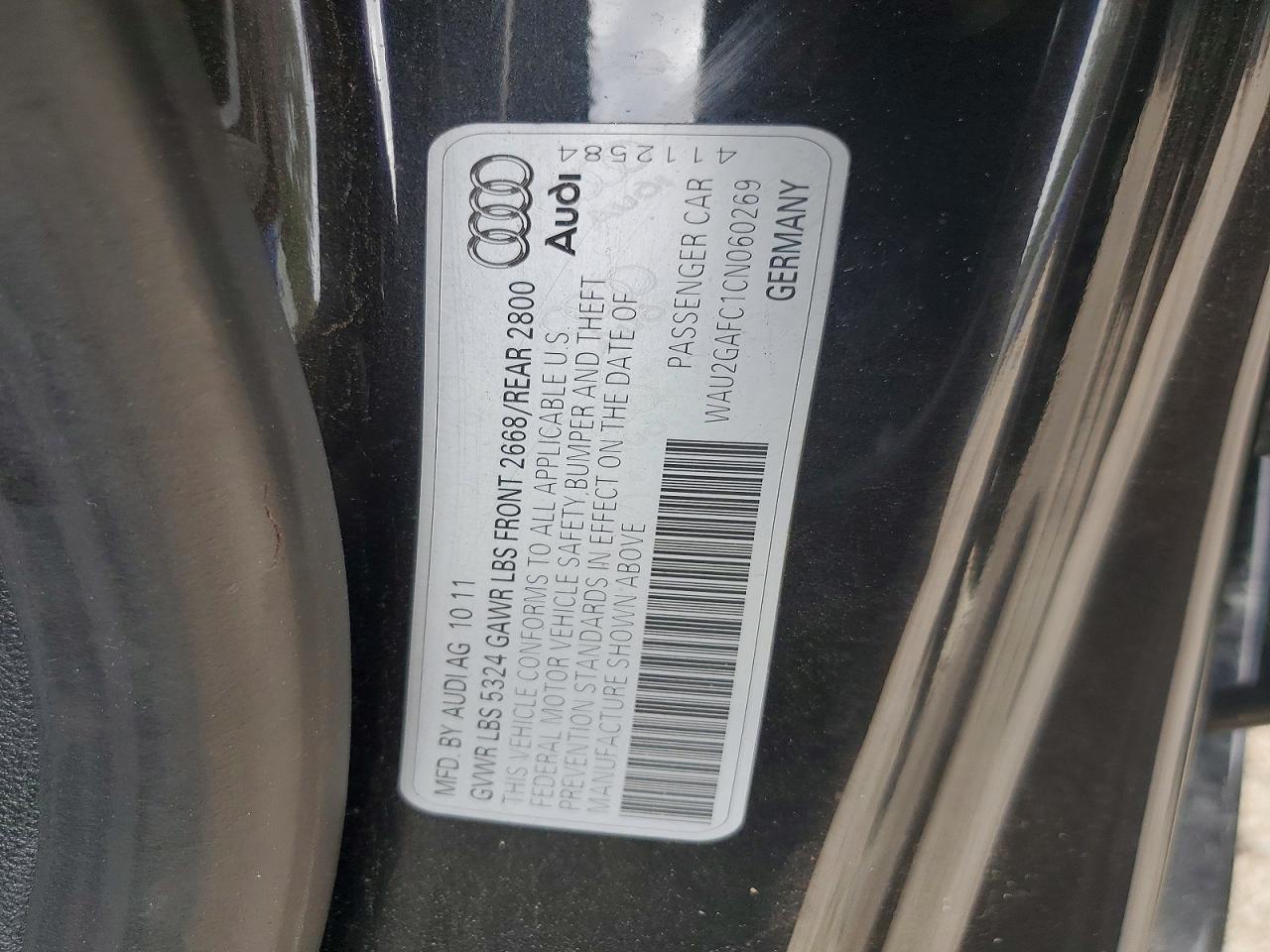 2012 Audi A7 Prestige Black vin: WAU2GAFC1CN060269