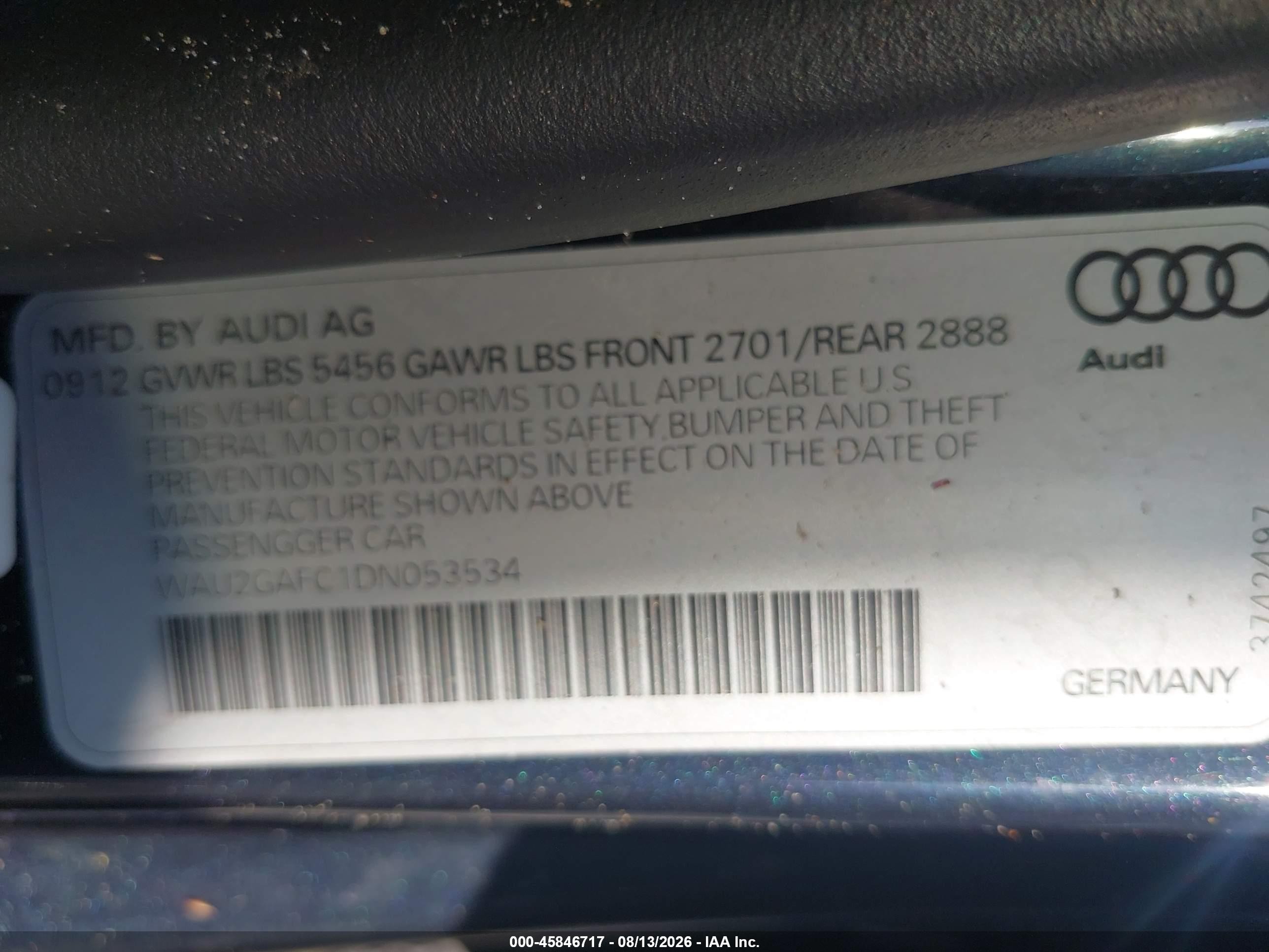 2013 Audi A7 3.0t Premium Navy vin: WAU2GAFC1DN053534