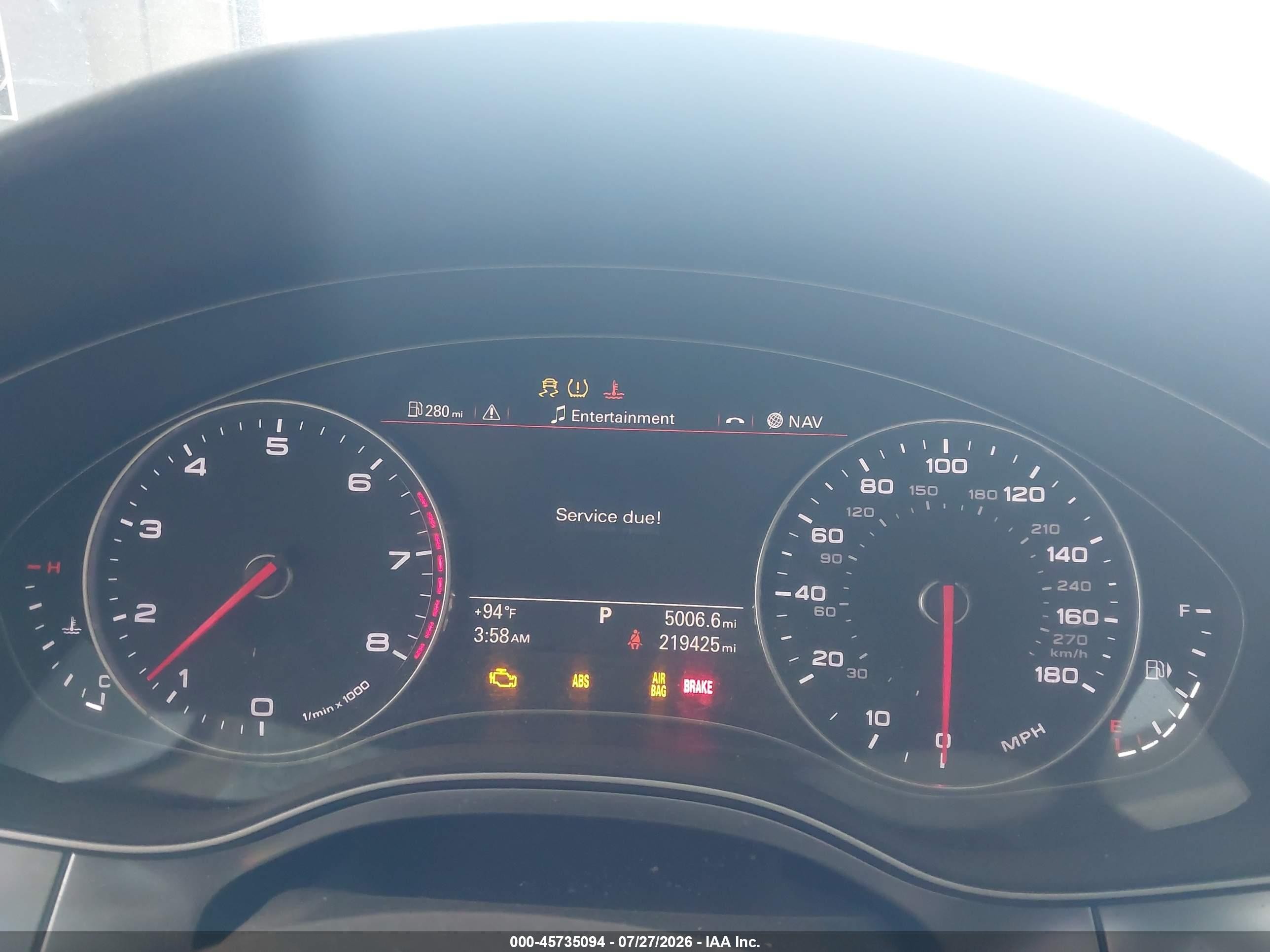 2012 Audi A7 3.0 Prestige White vin: WAU2GAFC2CN082121